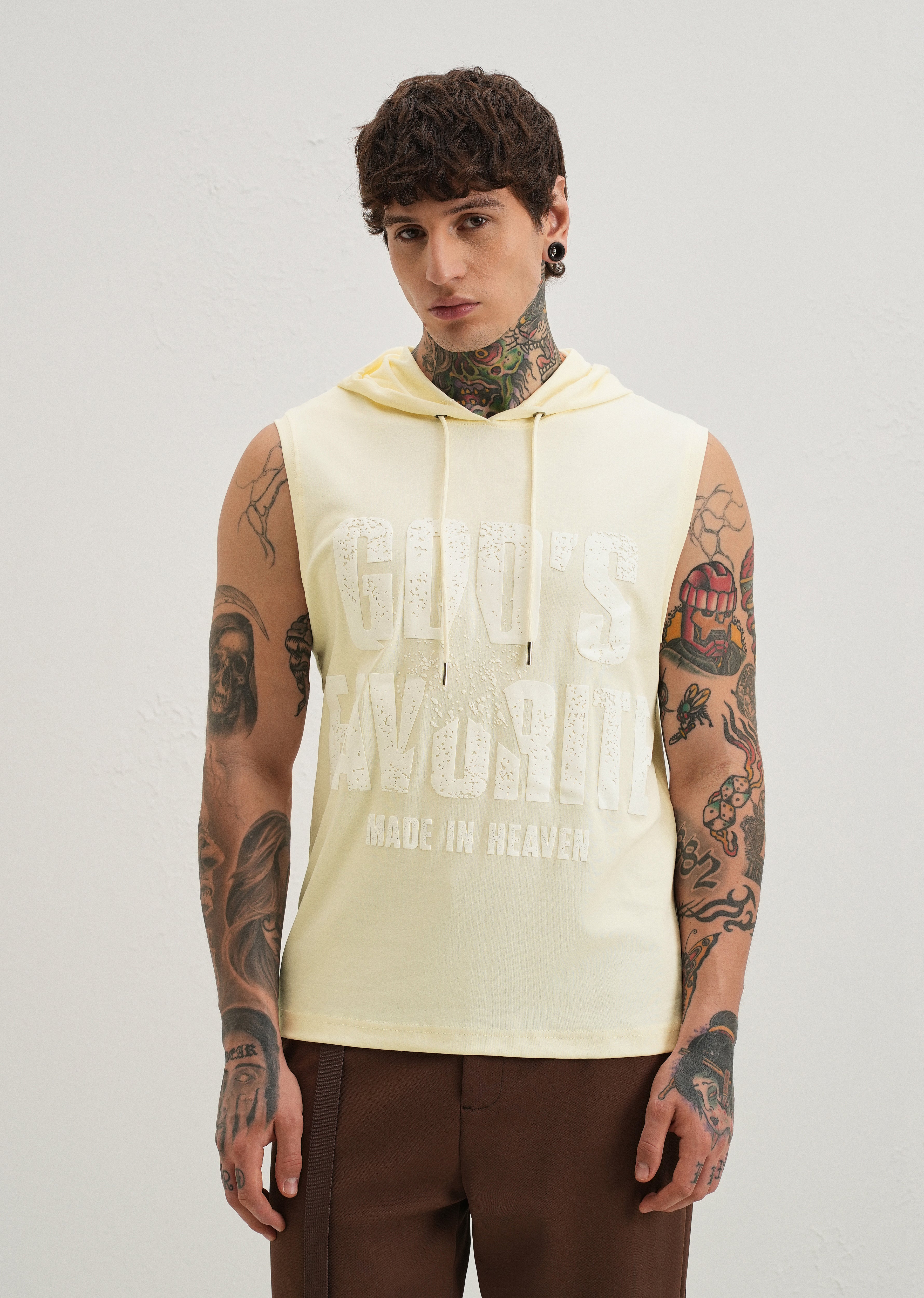 Butter Cream Printed Hoodie Tank