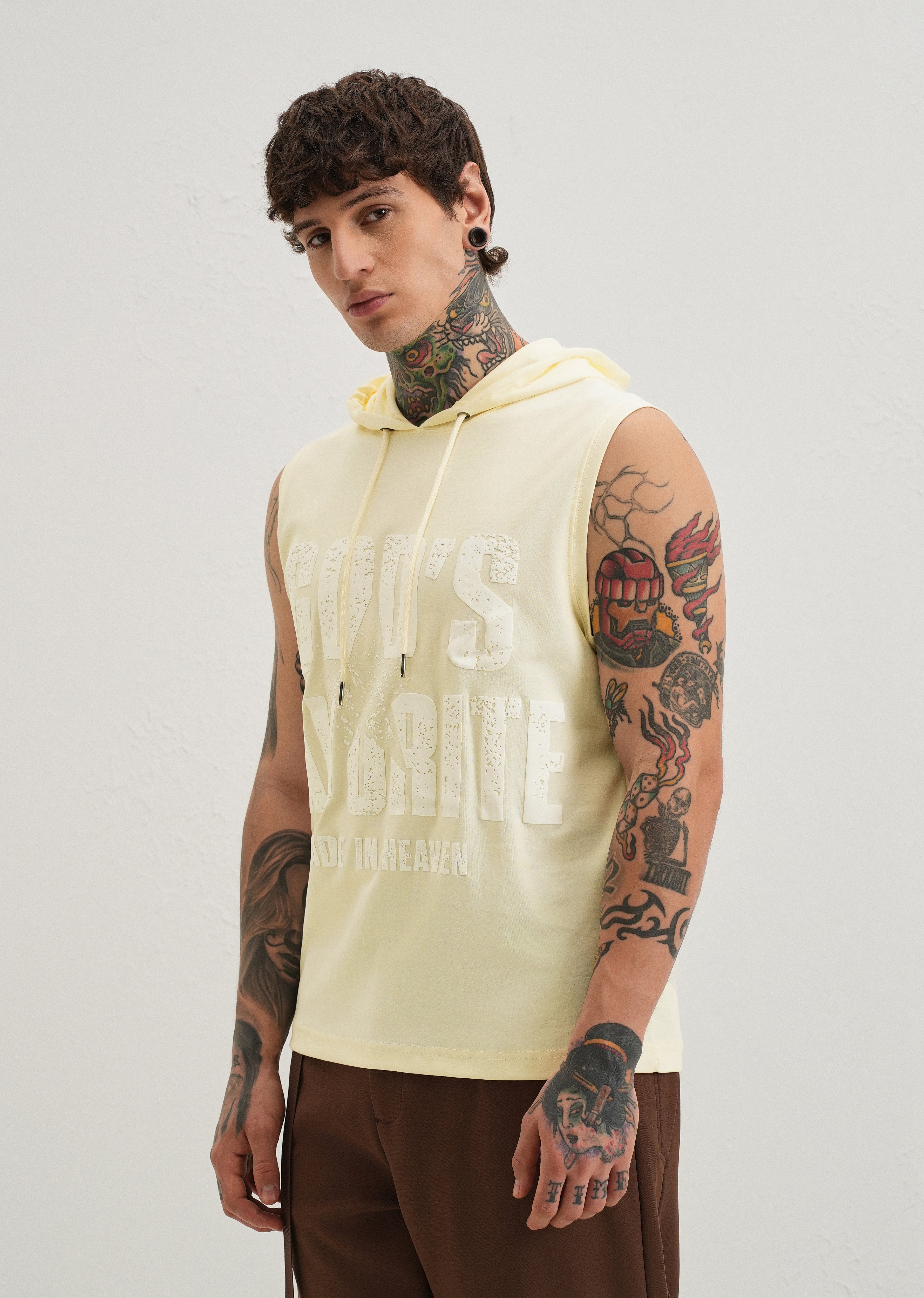Butter Cream Printed Hoodie Tank