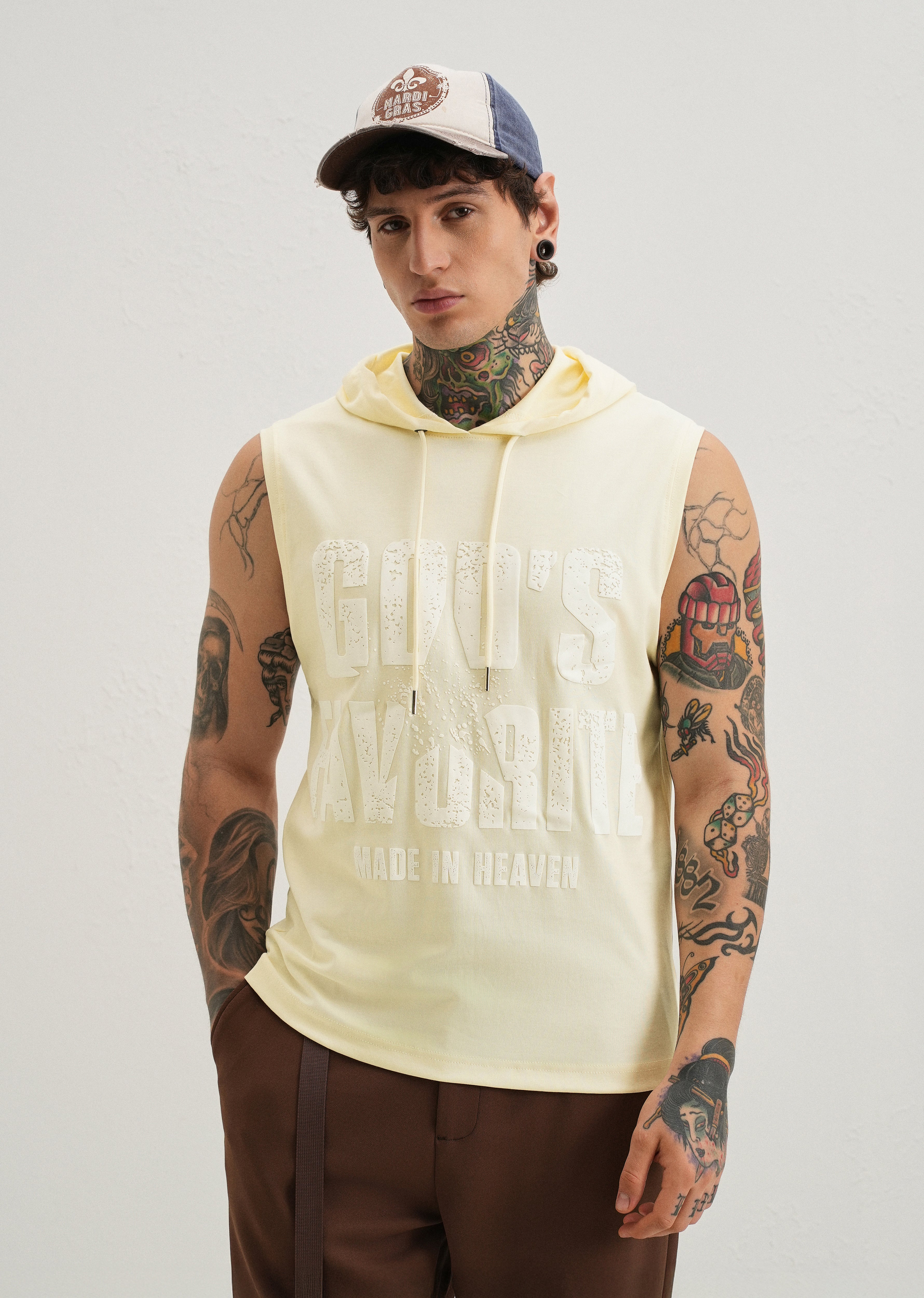 Butter Cream Printed Hoodie Tank