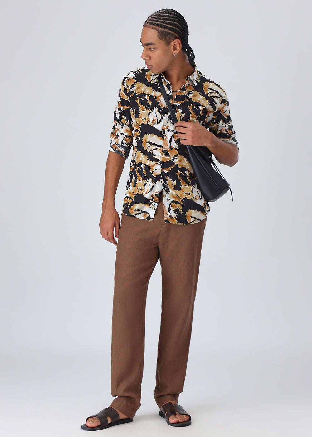 Caramel Brown Print Full sleeve shirt