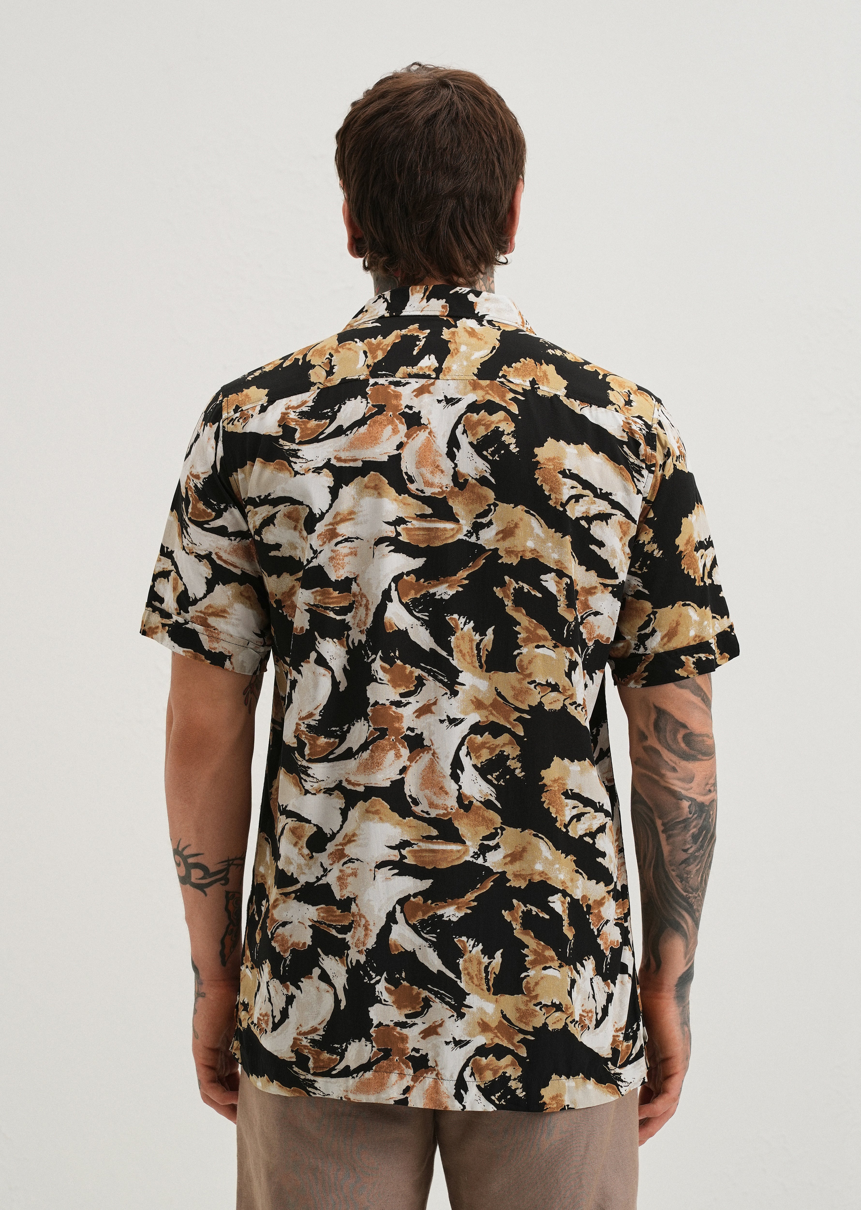 Caramel Brown Print Half sleeve shirt
