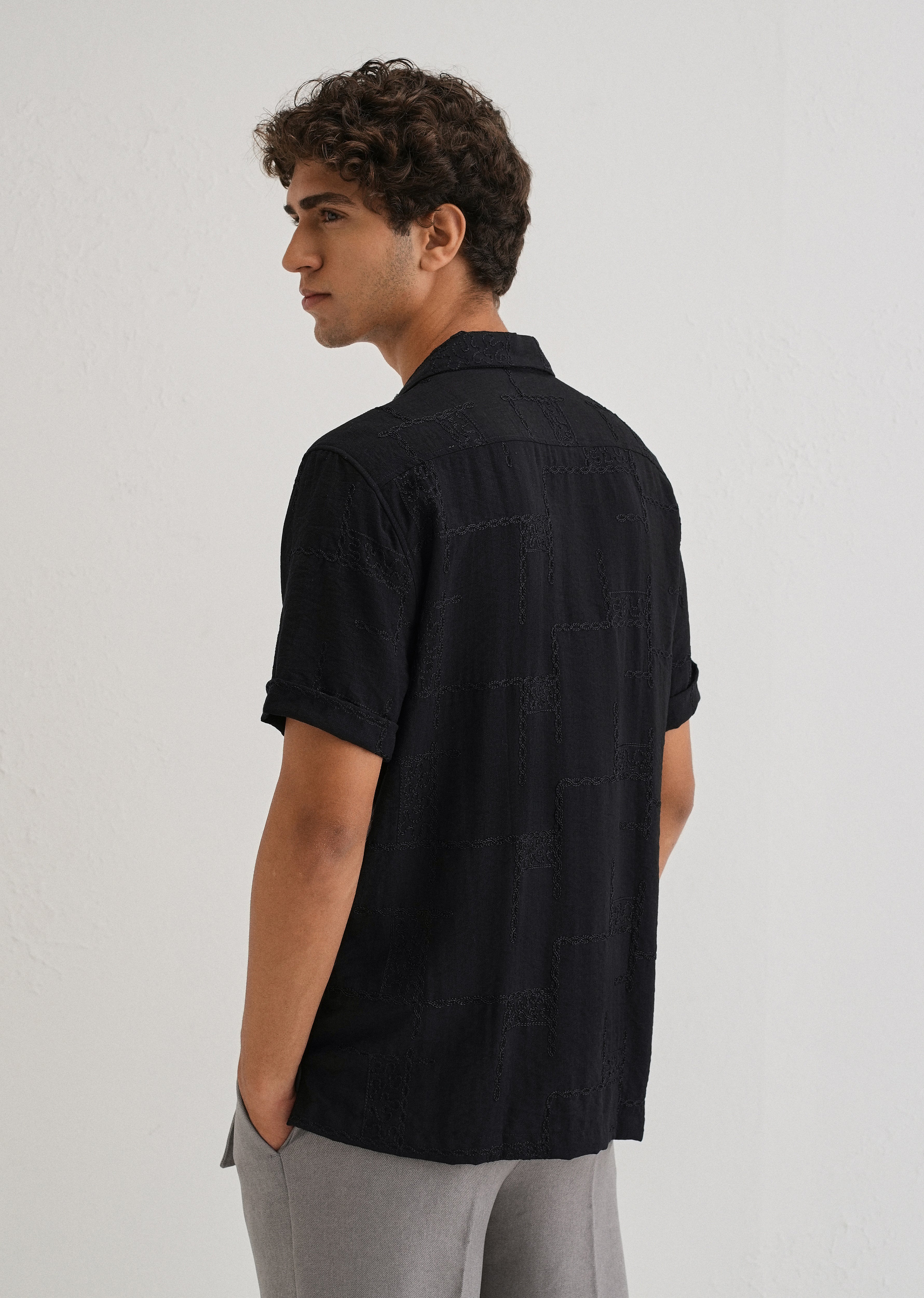 Carbon Black Embroidered Shirt