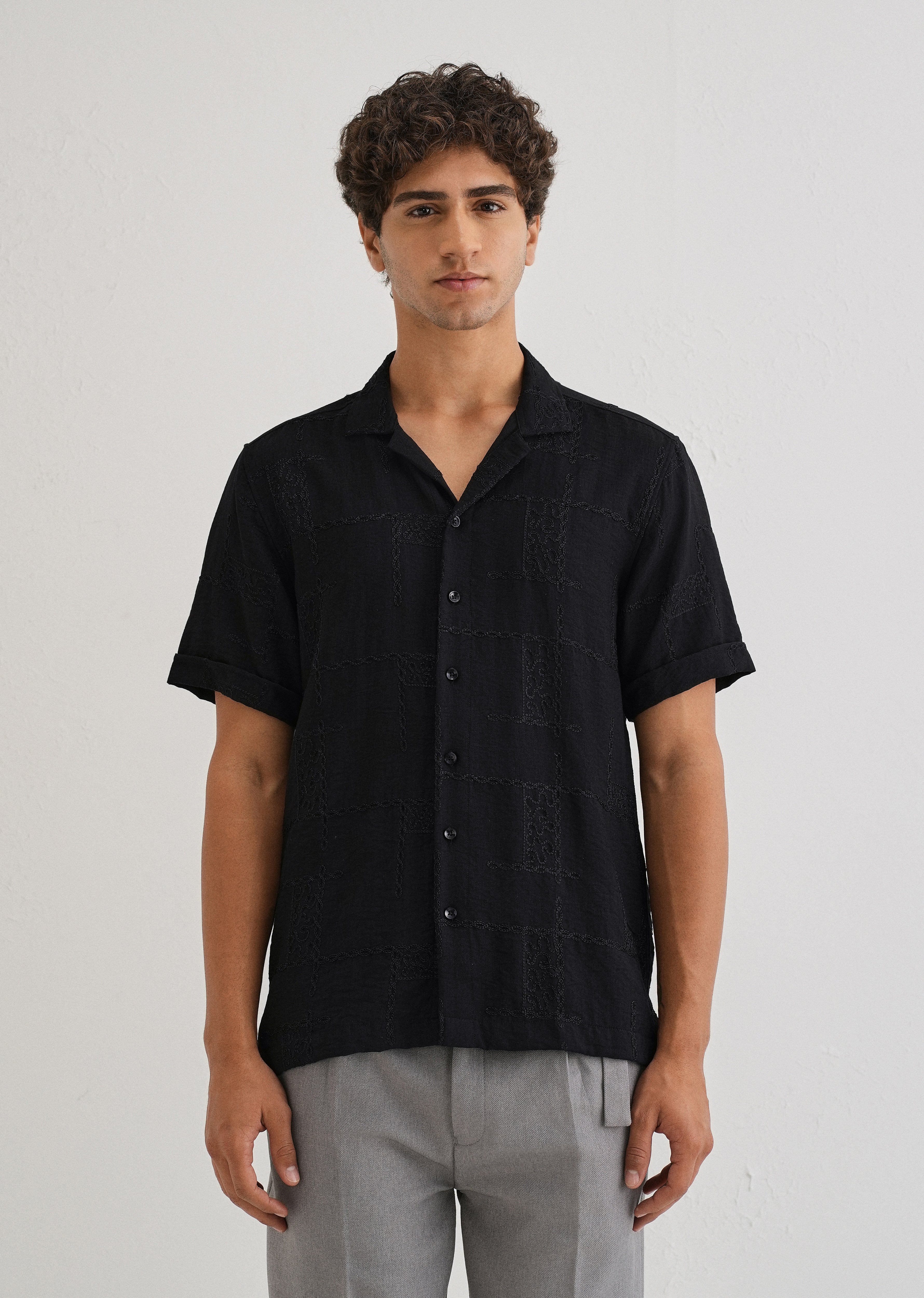 Carbon Black Embroidered Shirt