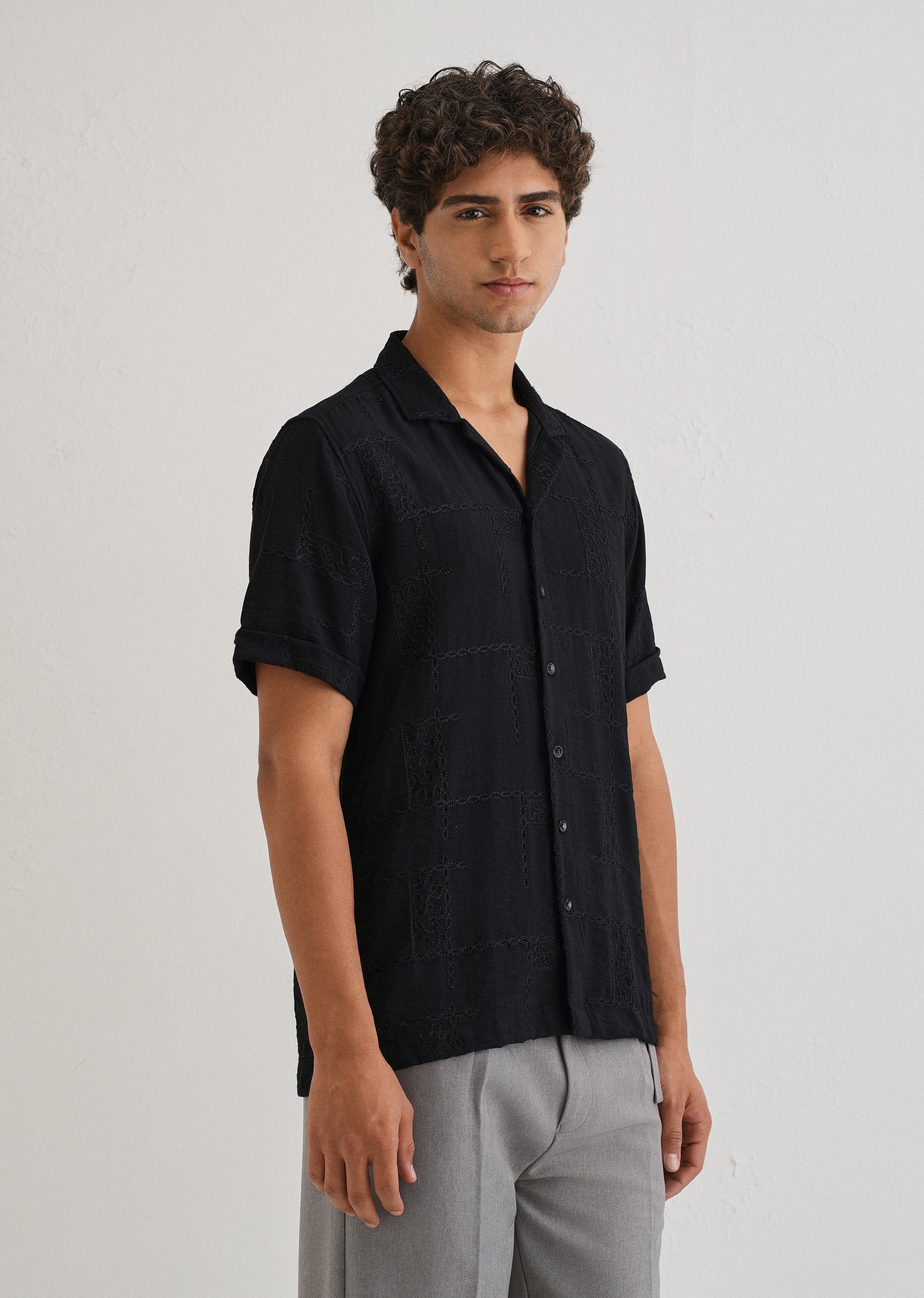 Carbon Black Embroidered Shirt