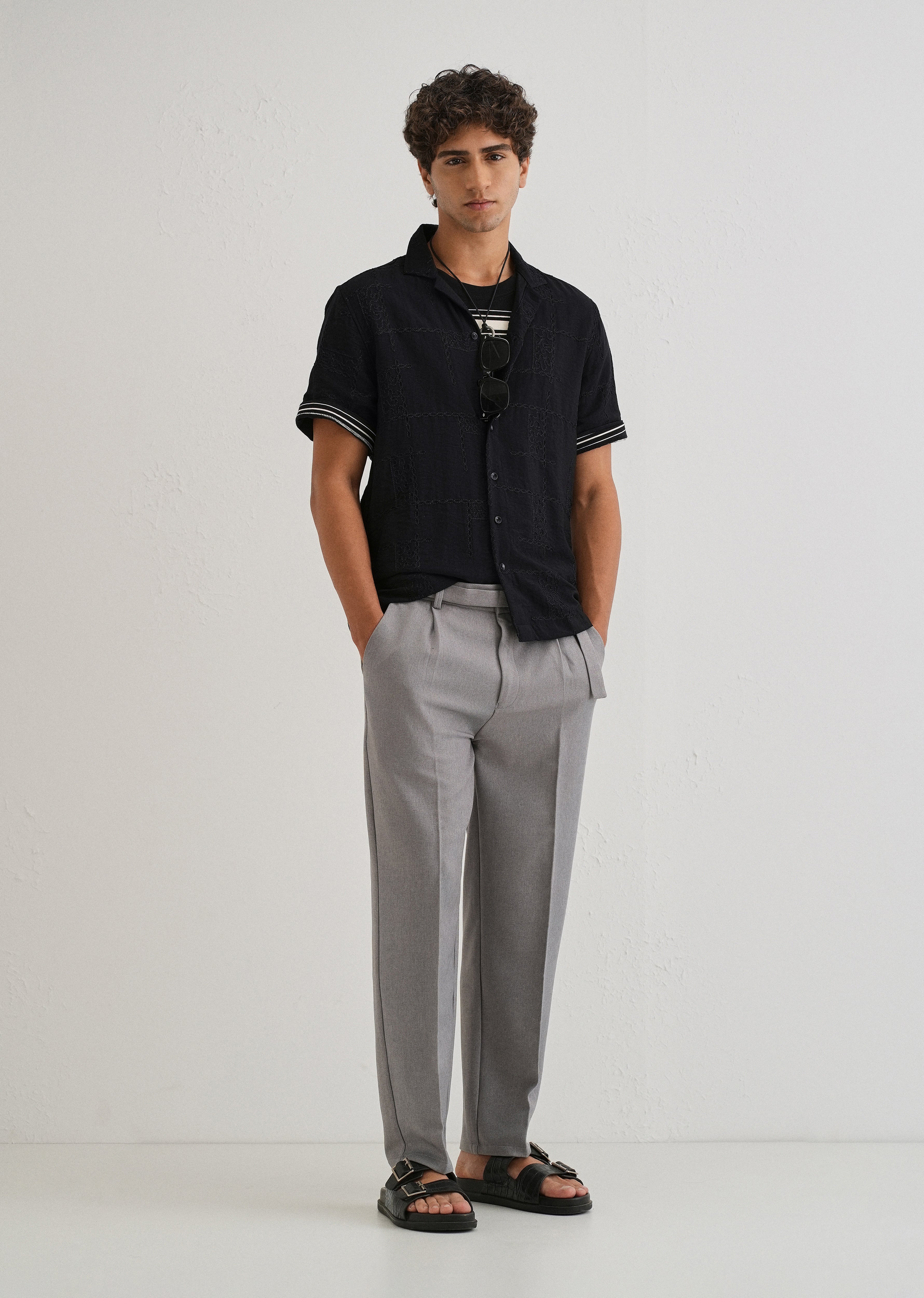 Carbon Black Embroidered Shirt