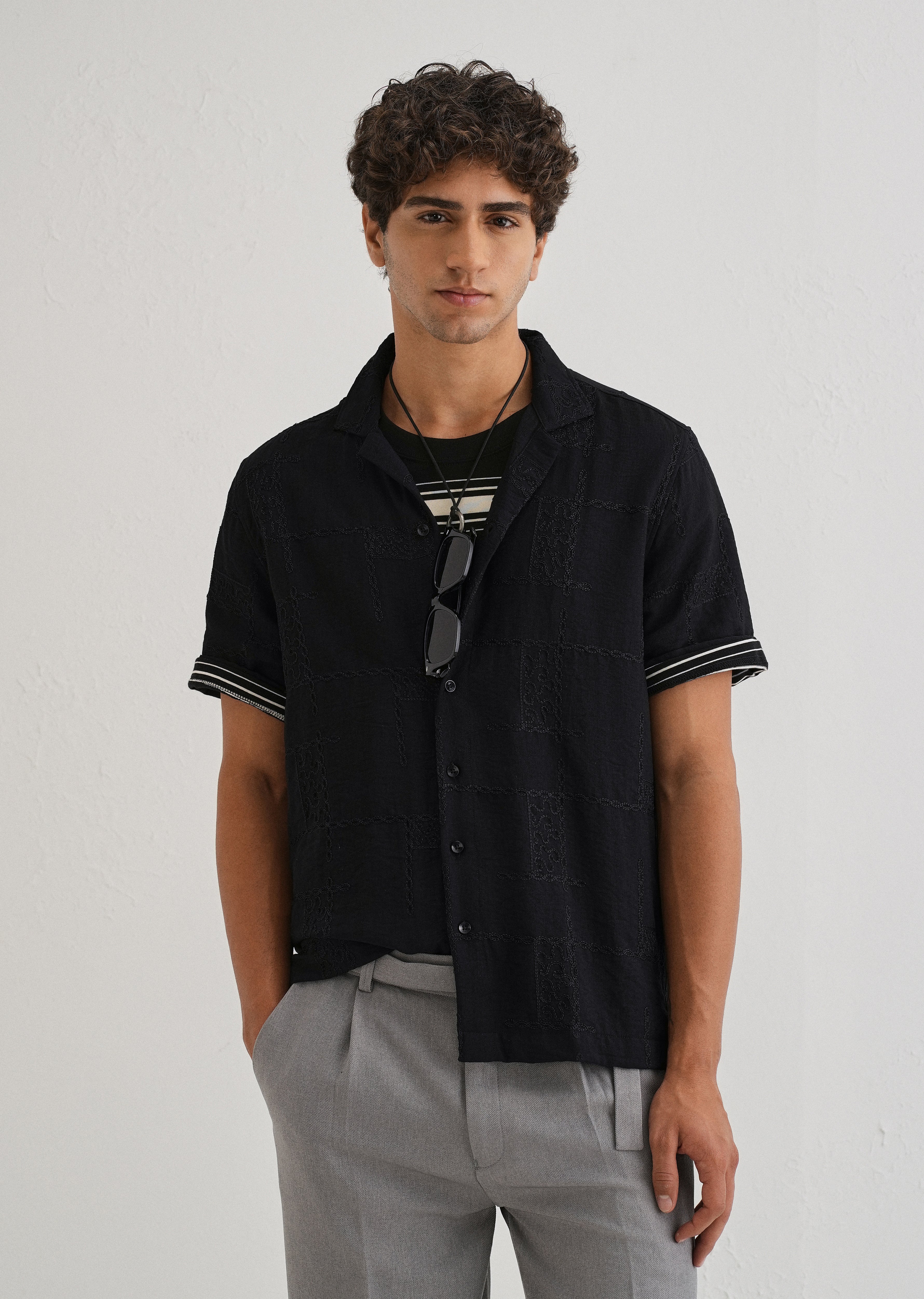 Carbon Black Embroidered Shirt
