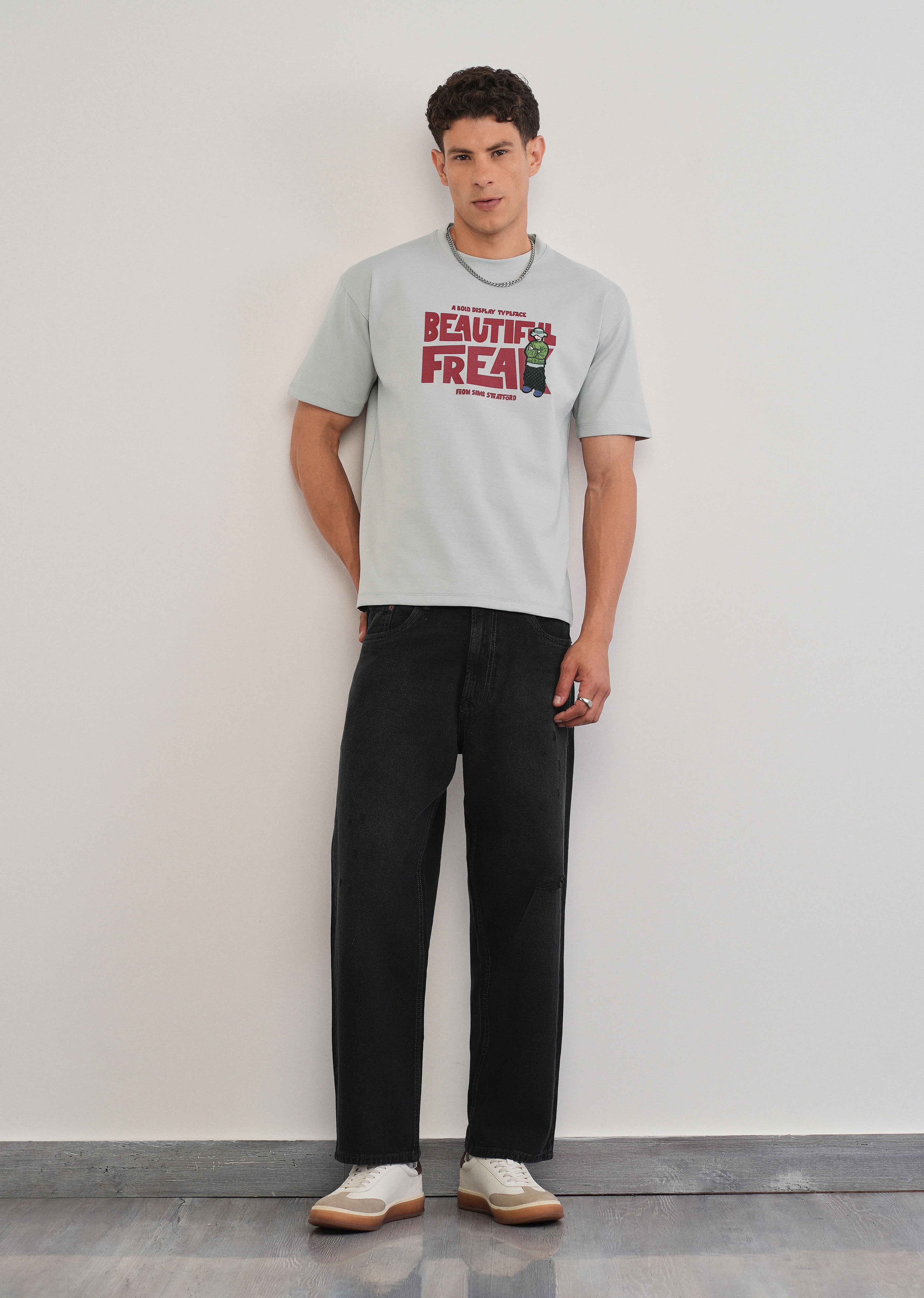 Light Grey Rubber Print T-shirt
