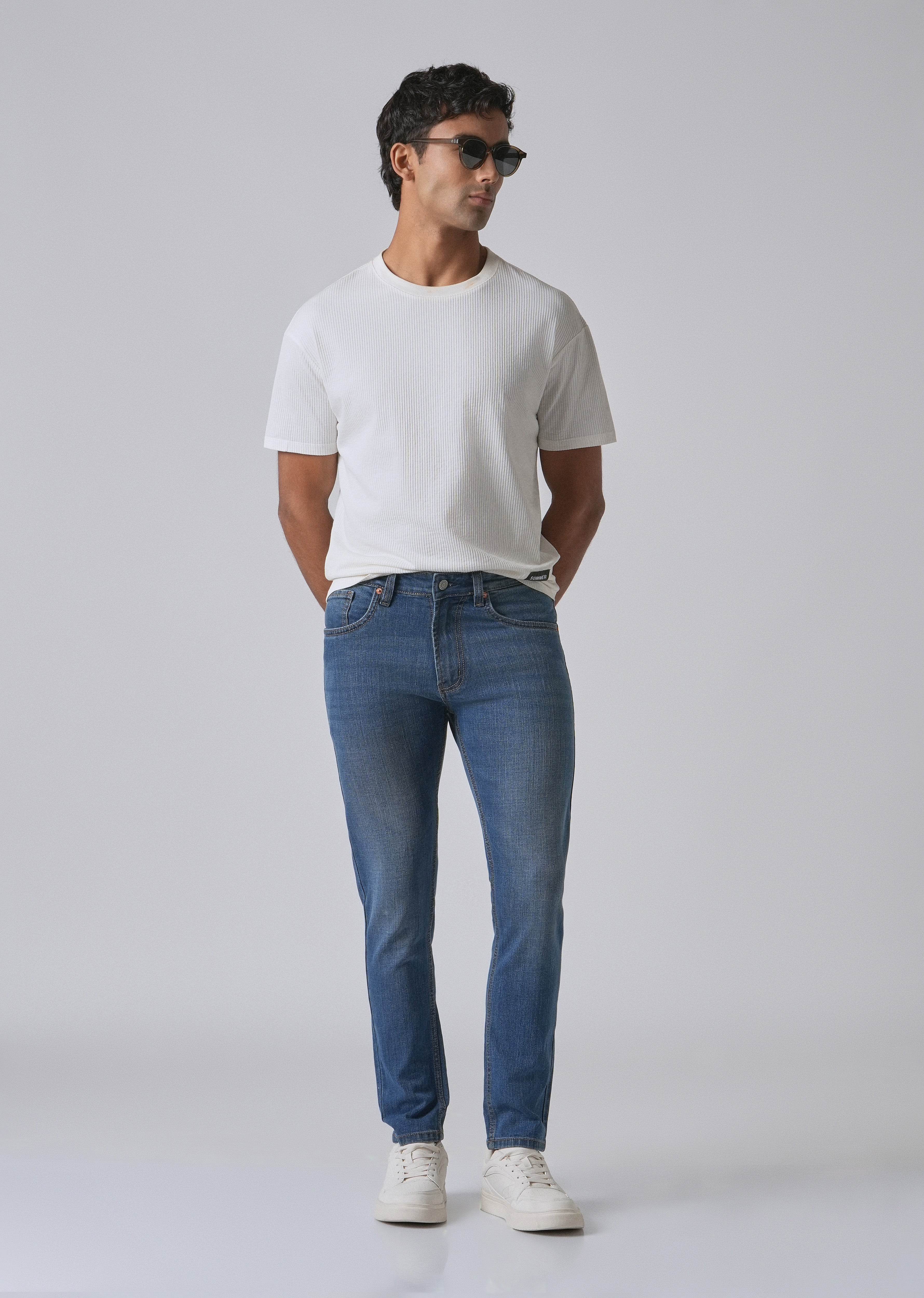 Cerulean Blue Slim Fit Jeans