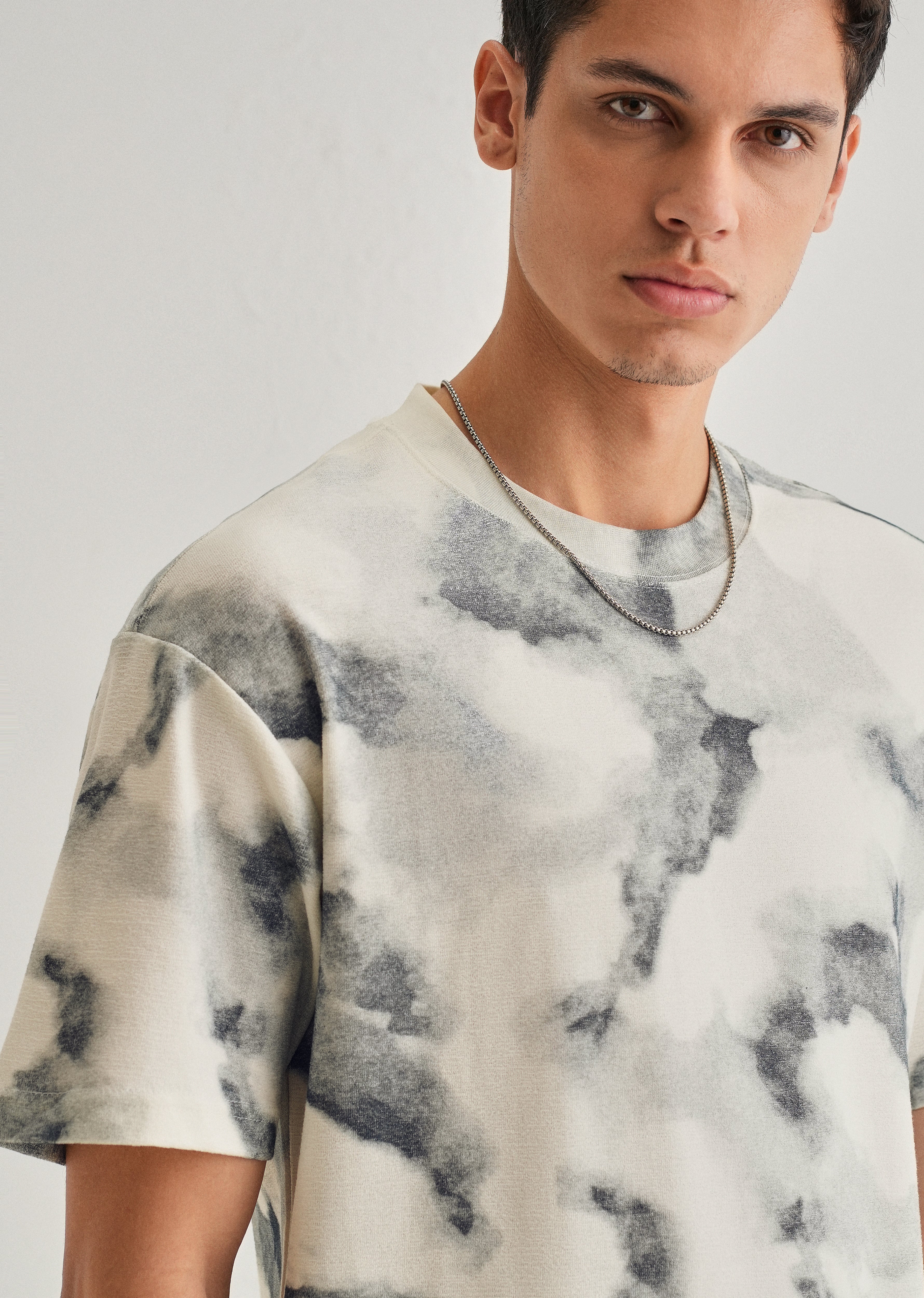 Charcoal Cloud Wash Textured Oversized T-shirt