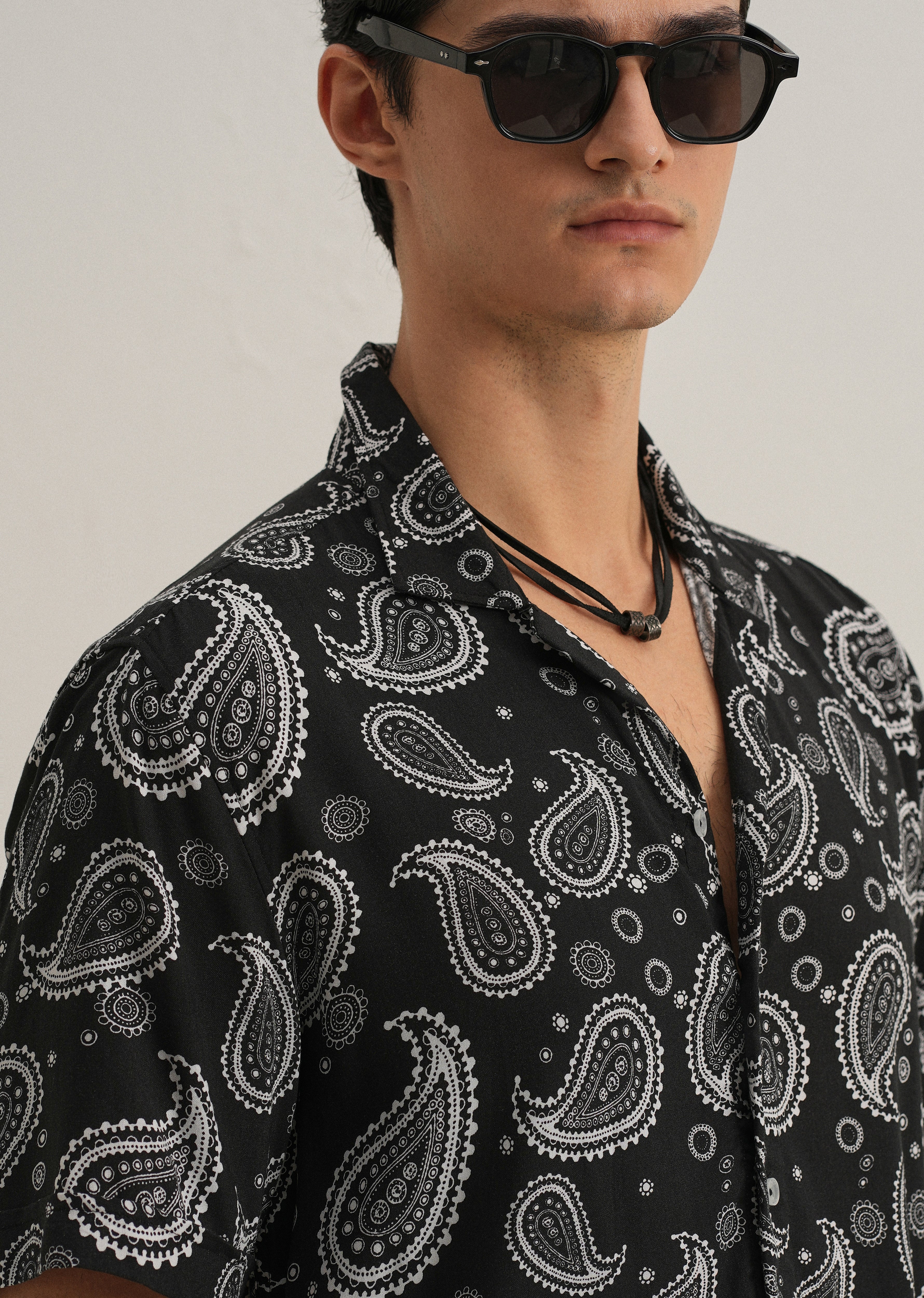 Charcoal Paisley Print