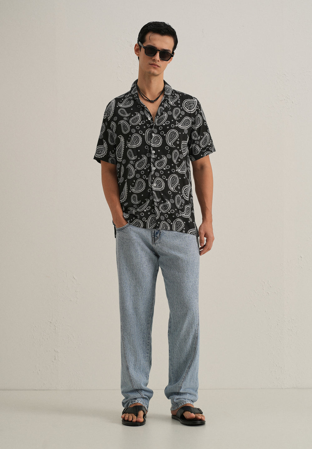 Charcoal Paisley Print