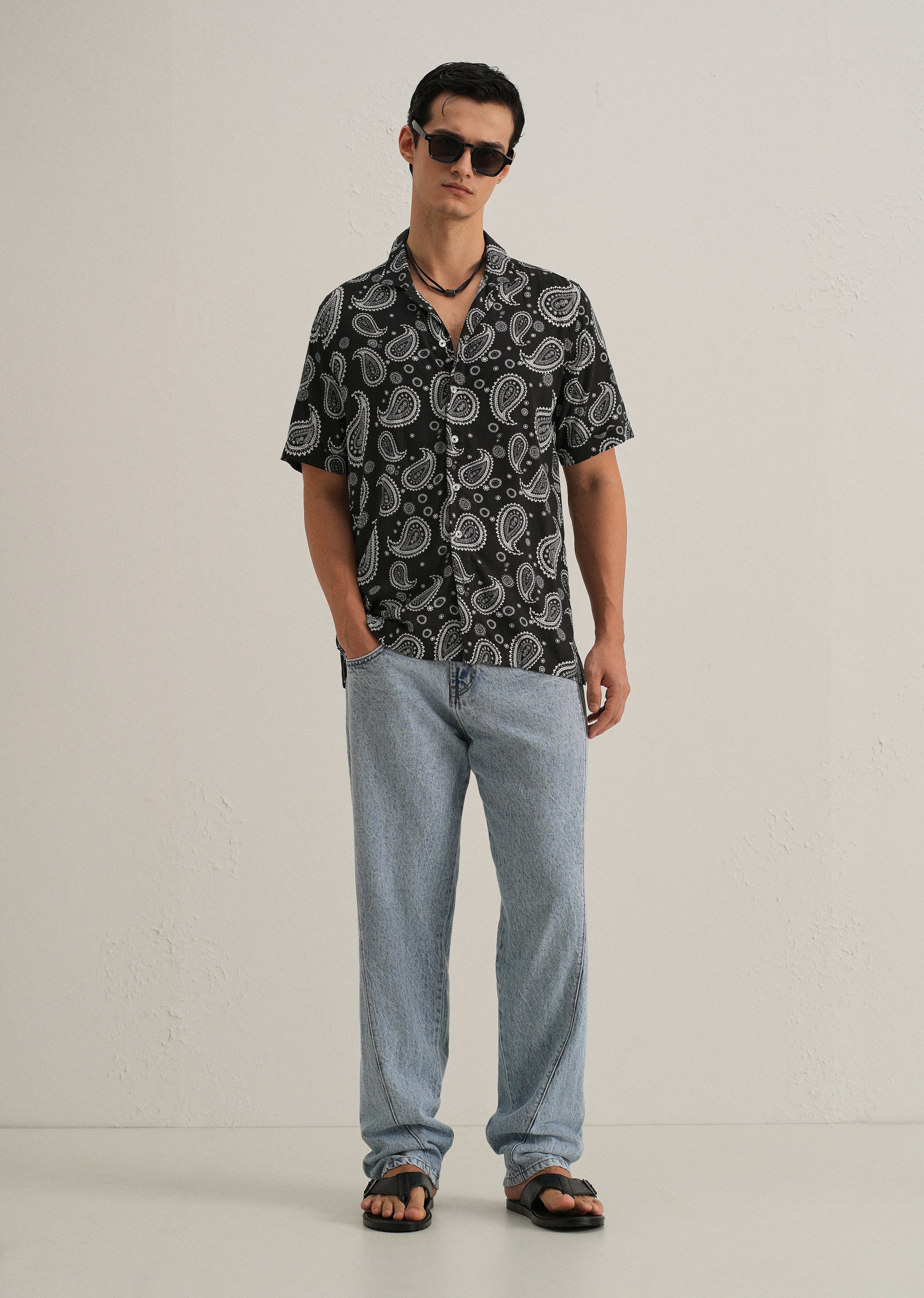 Charcoal Paisley Print