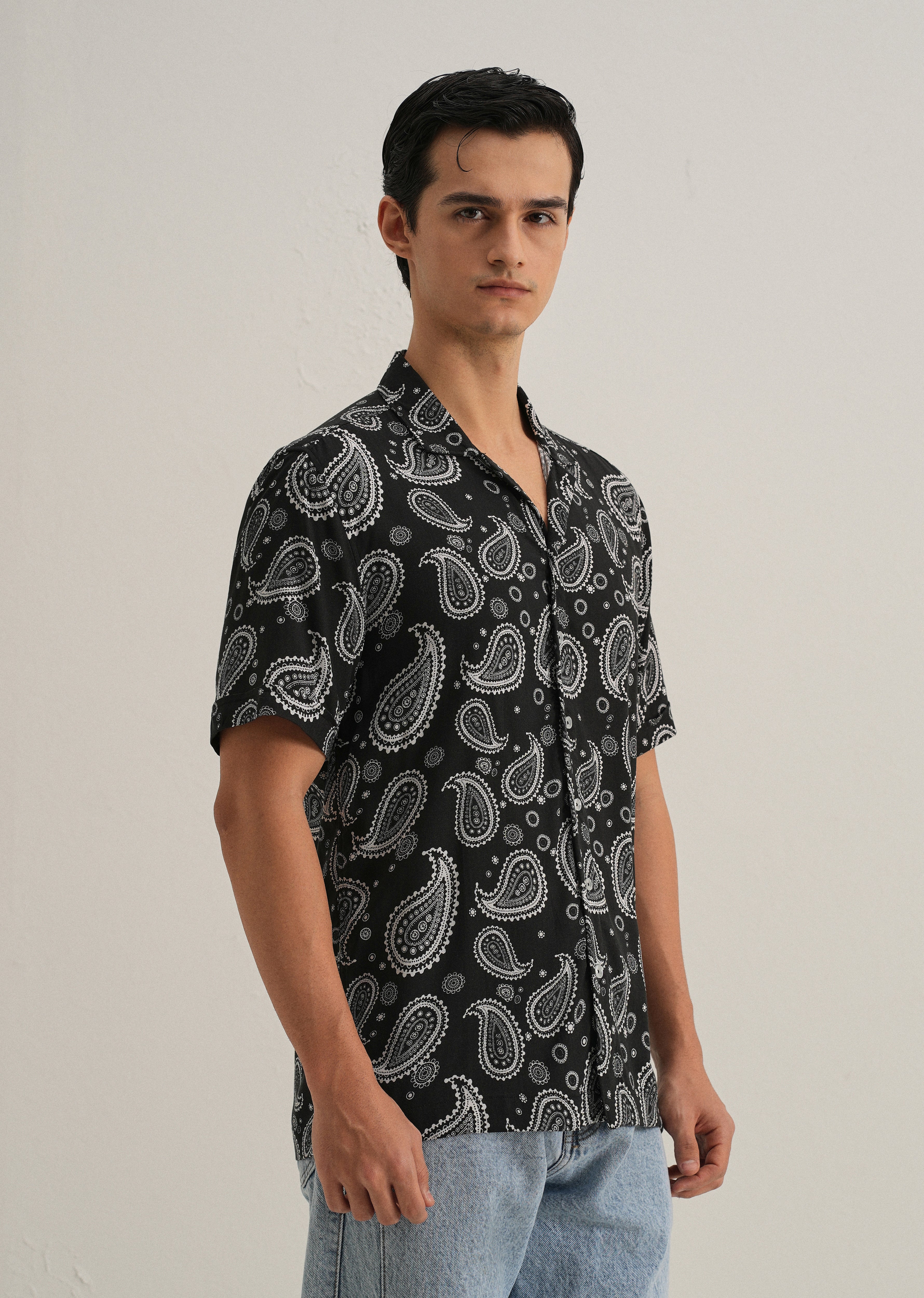 Charcoal Paisley Print
