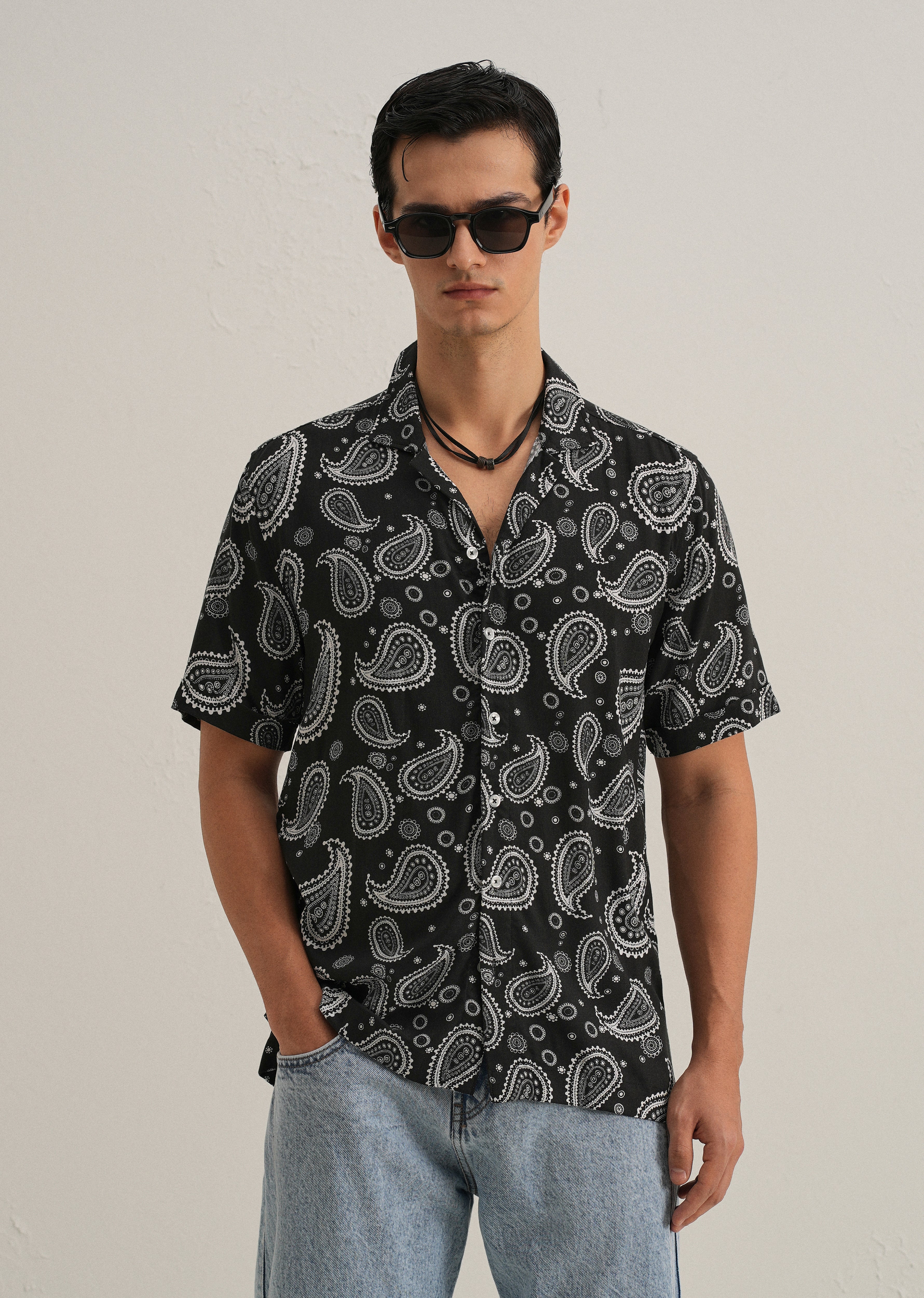 Charcoal Paisley Print