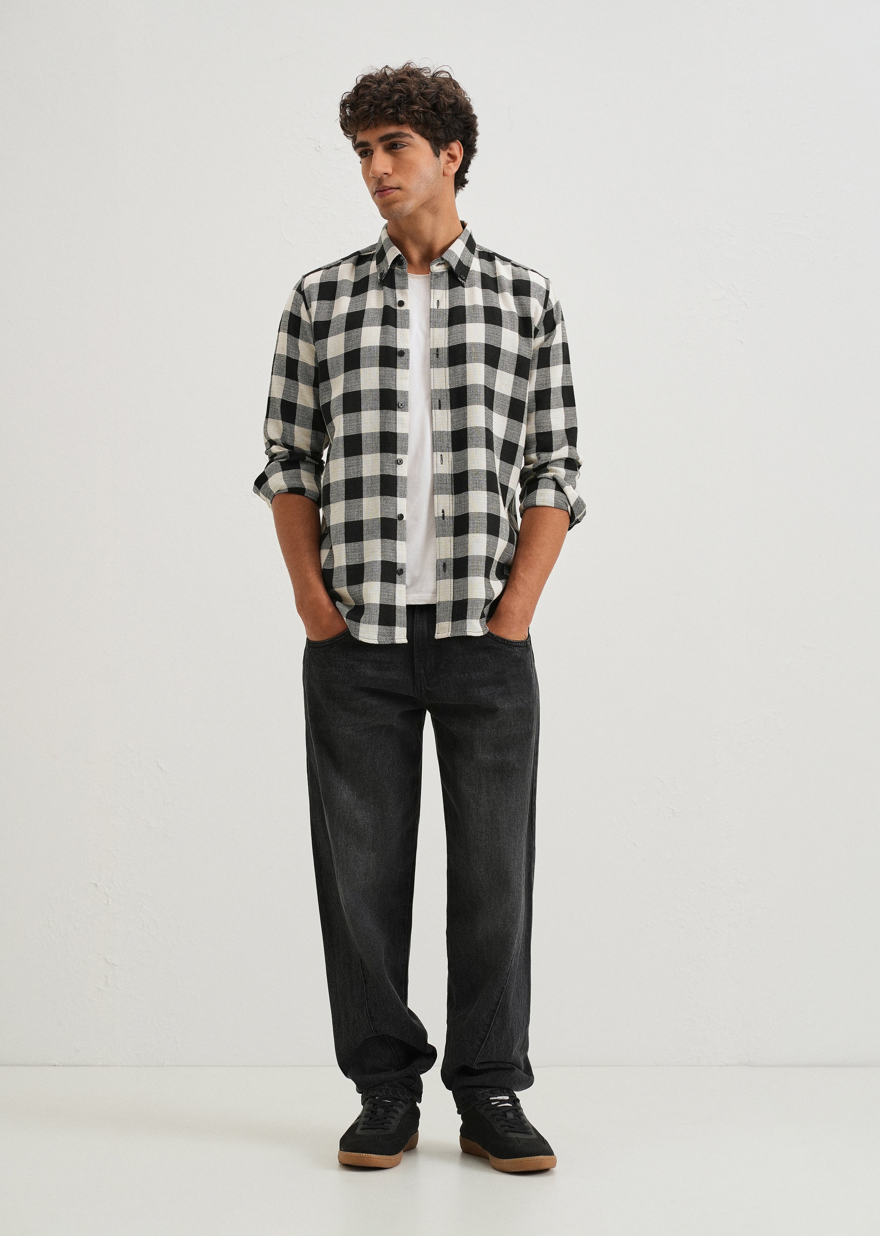 Chess Square Black Check Shirt