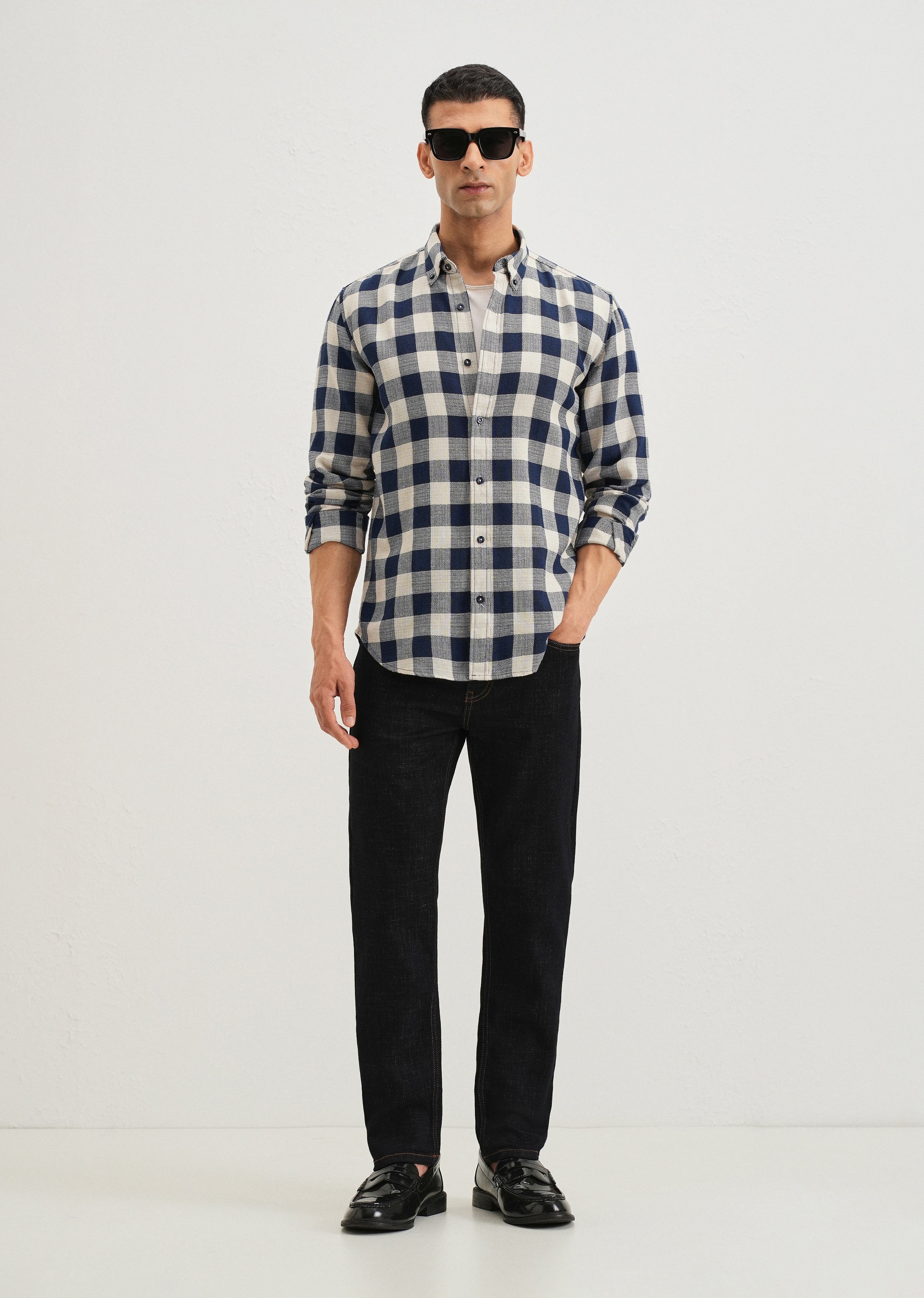 Chess Square Blue Check Shirt