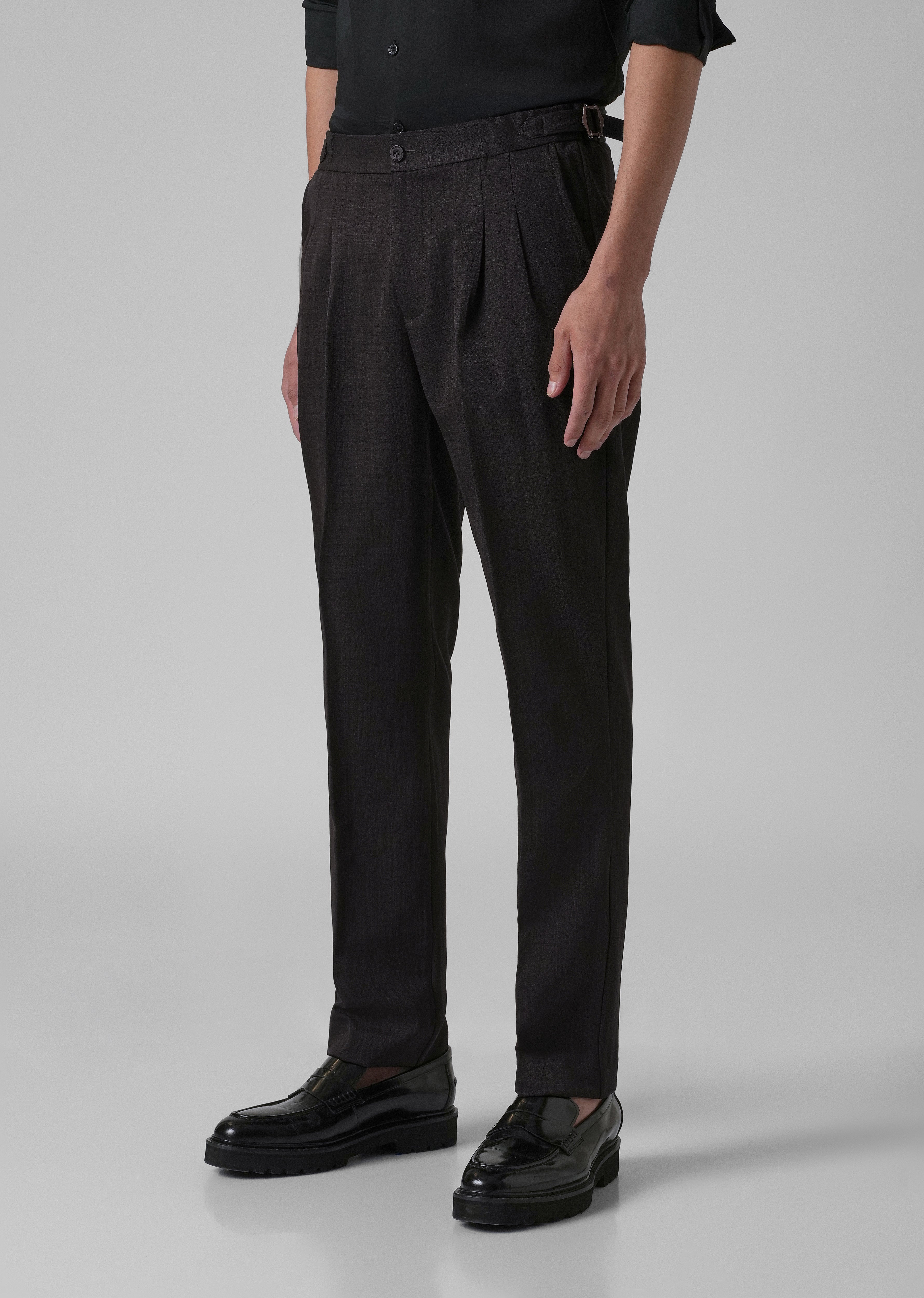 Chocolate Brown Pleated Gurkha Pant