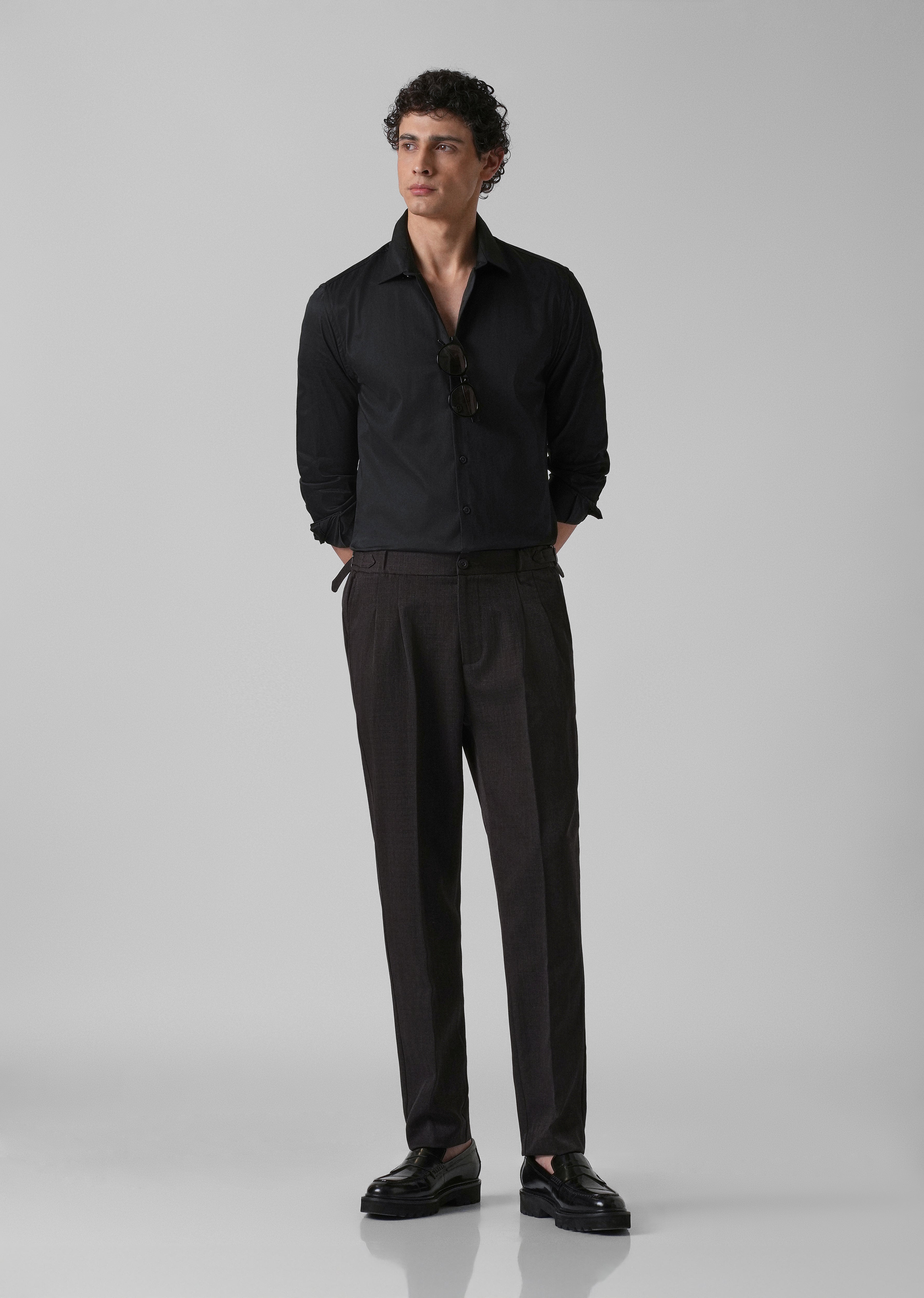 Chocolate Brown Pleated Gurkha Pant