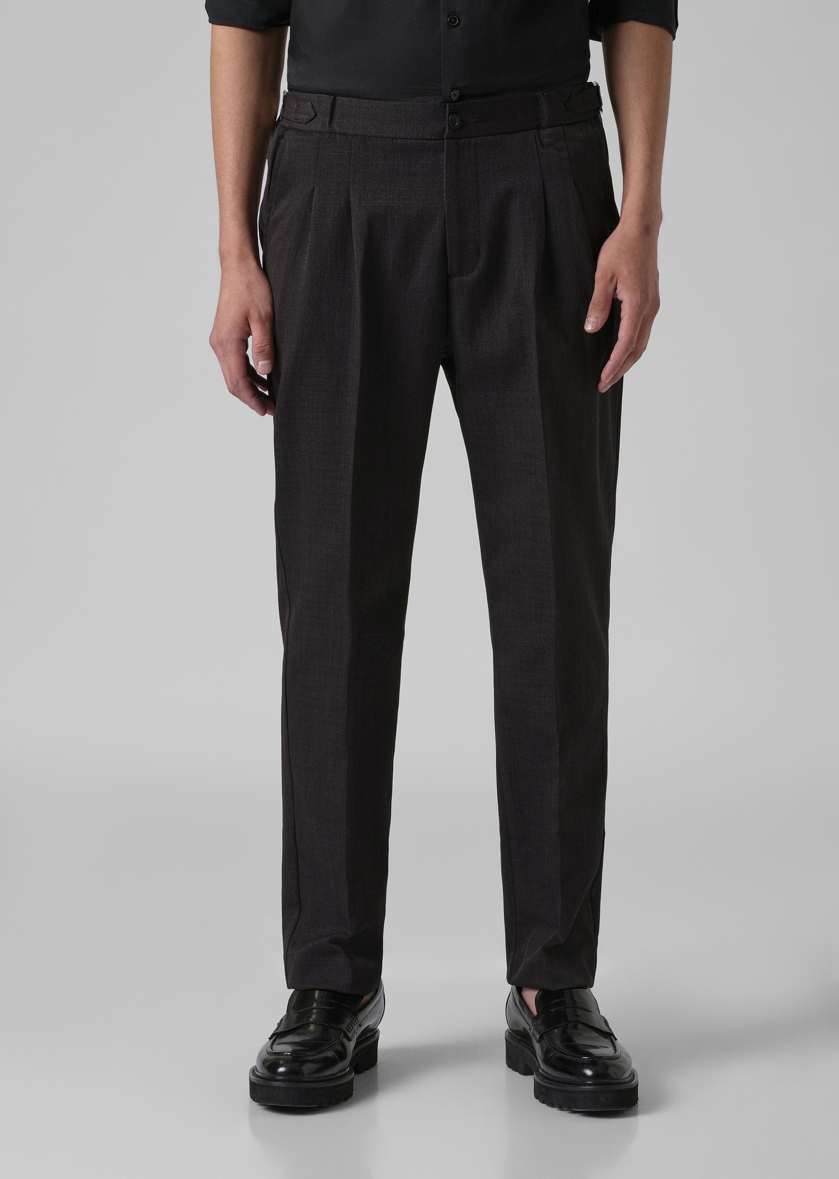 Chocolate Brown Pleated Gurkha Pant