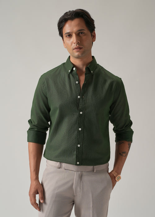 Cilantro Green Blended Linen shirt