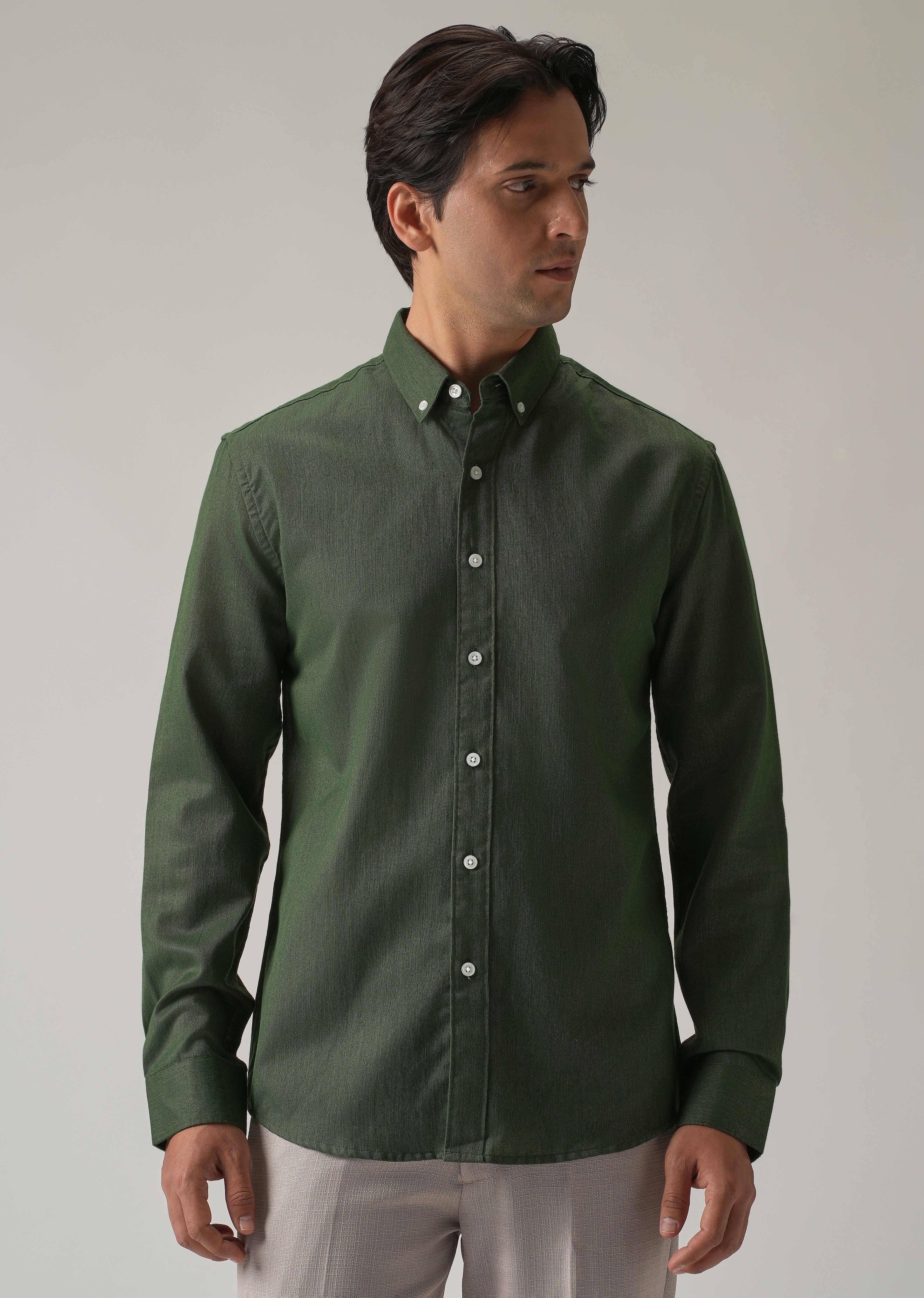 Cilantro Green Blended Linen shirt
