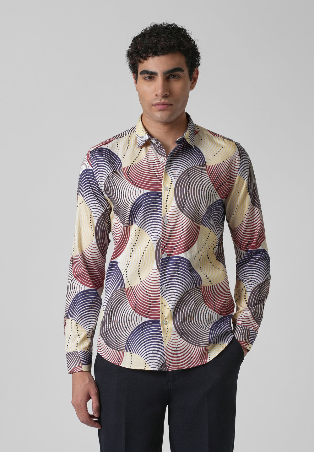 Circular Print Full-Sleeves Shirt