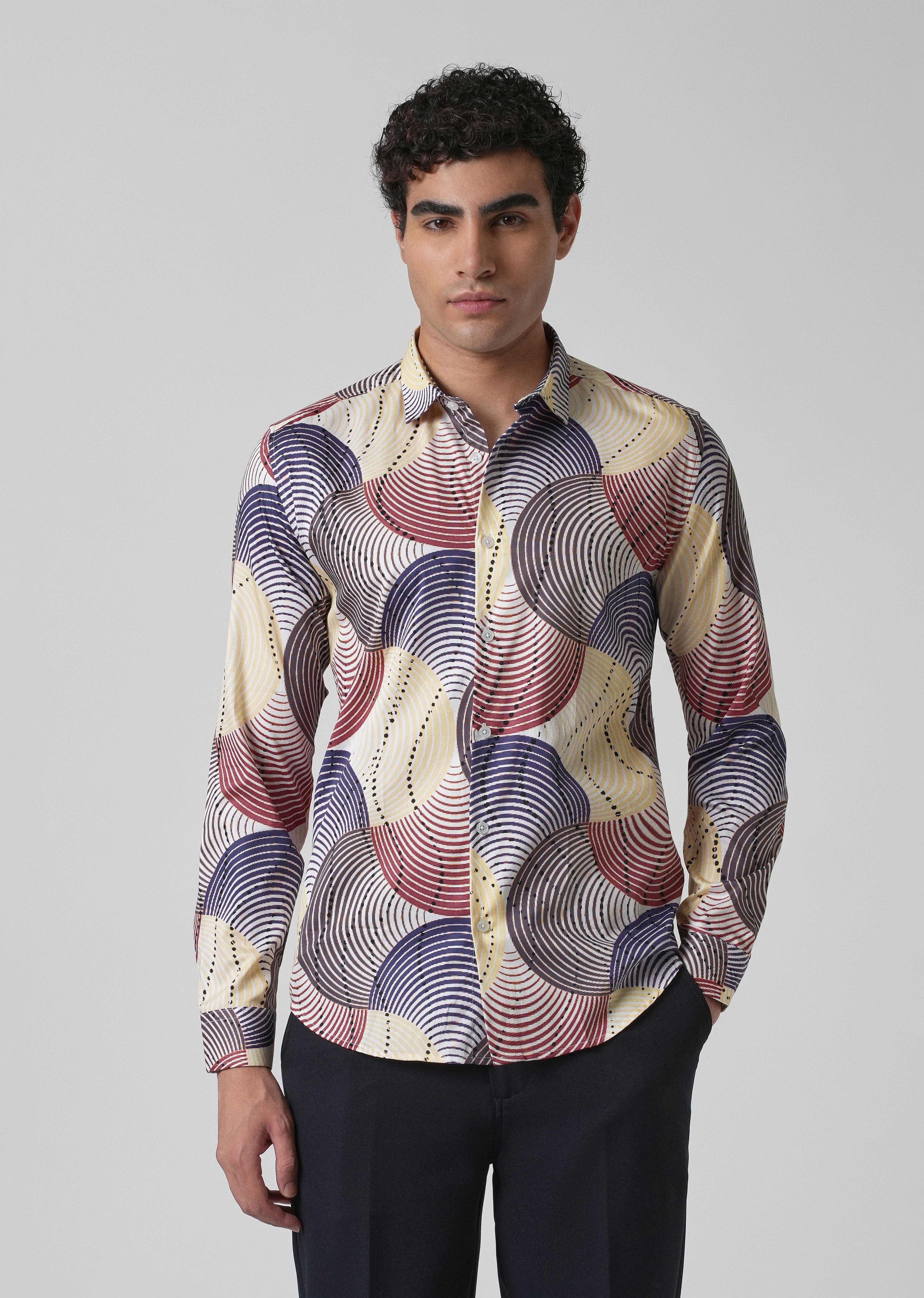 Circular Print Full-Sleeves Shirt