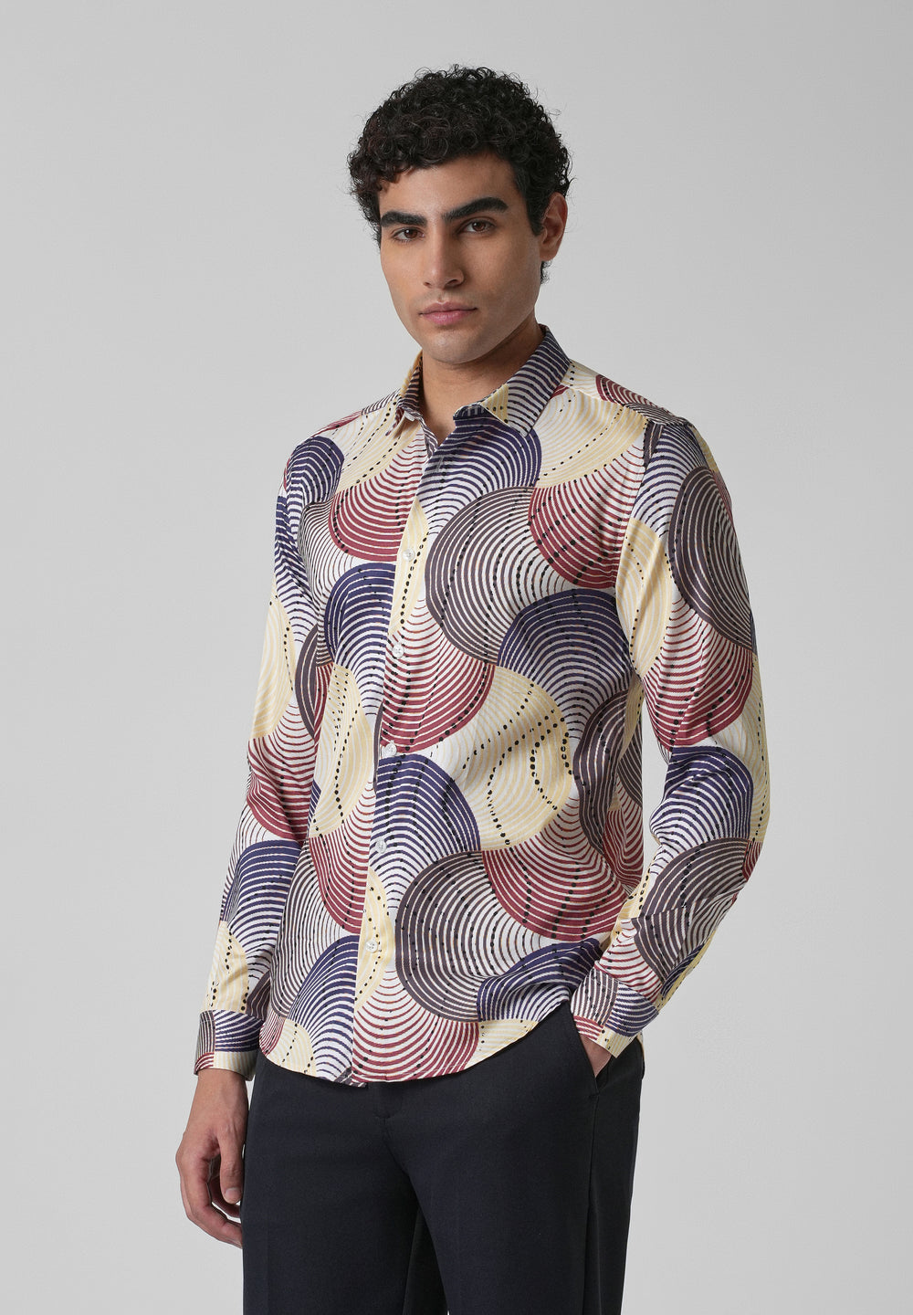 Circular Print Full-Sleeves Shirt
