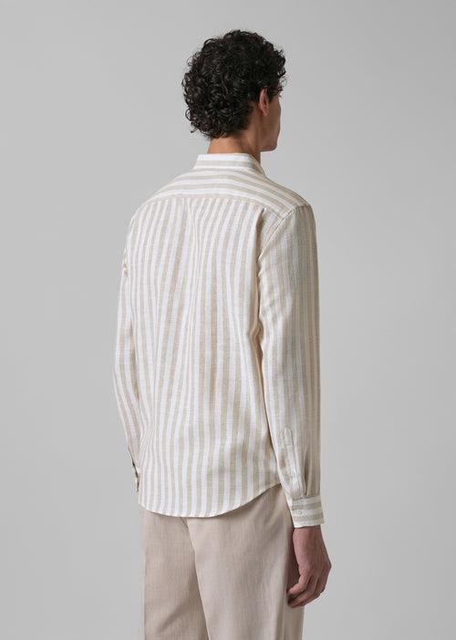 Classic Beige Stripe Blended Linen shirt