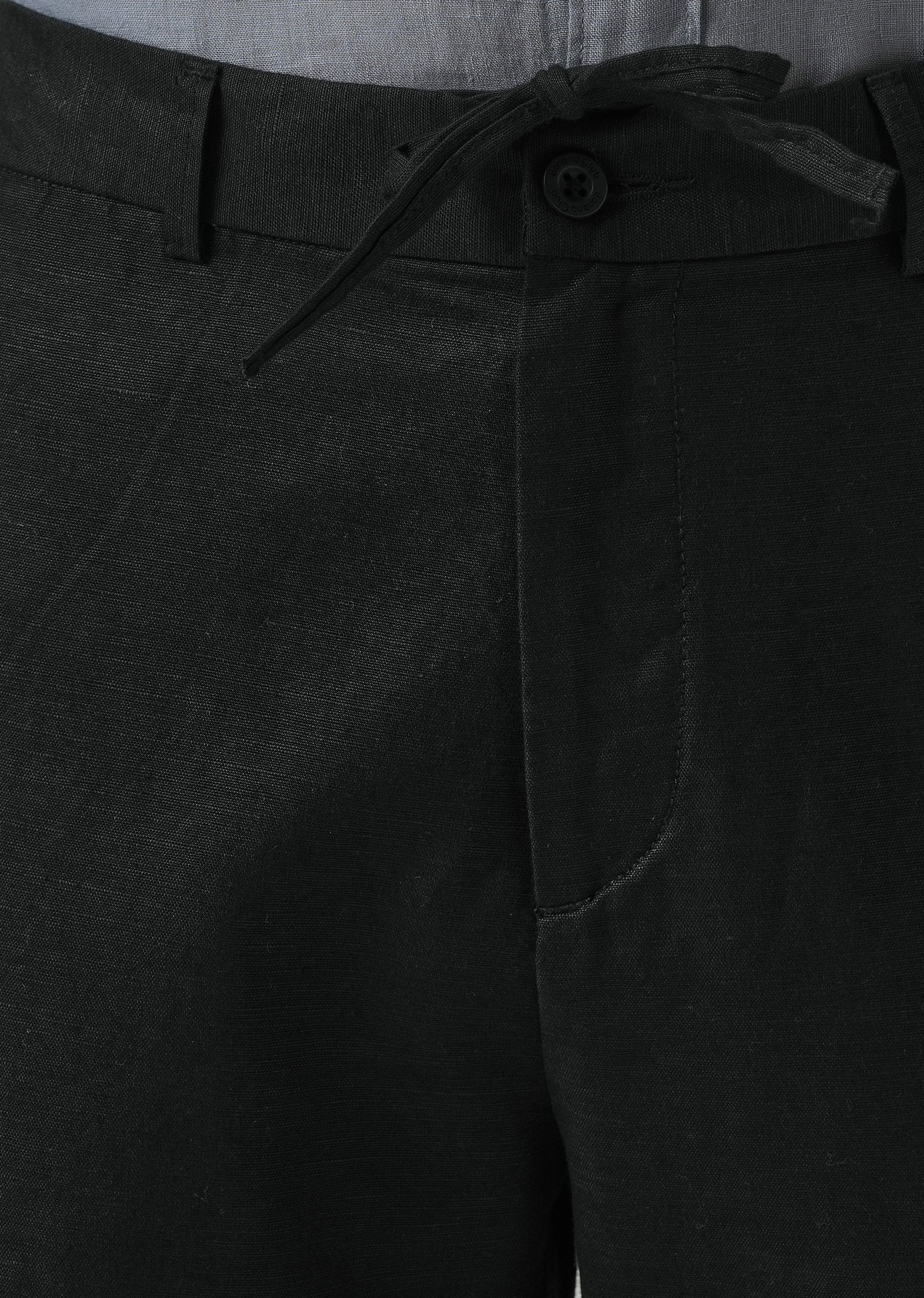 Black Linen Relaxed Fit Trouser