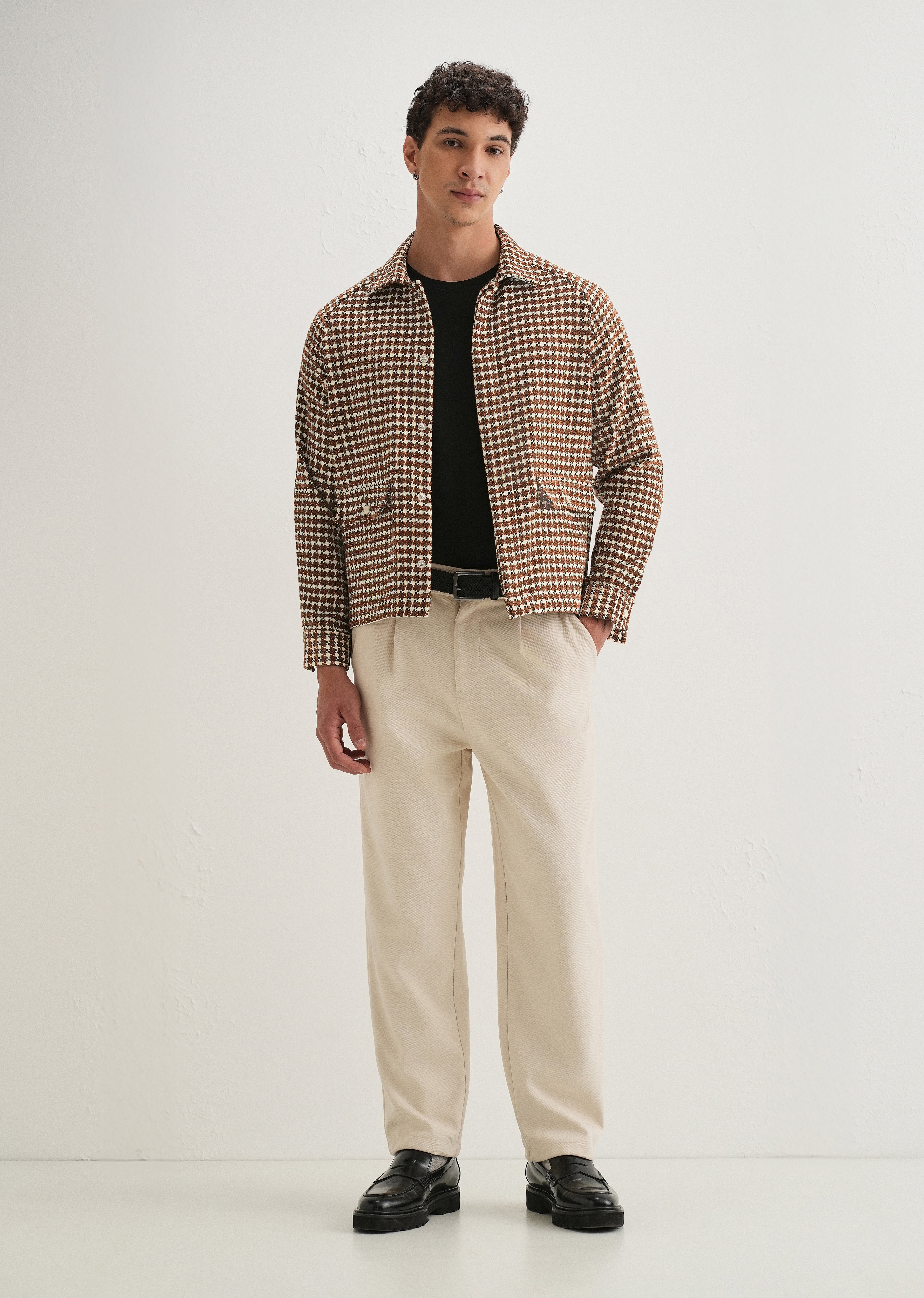 Classic Brown Houndstooth Shacket