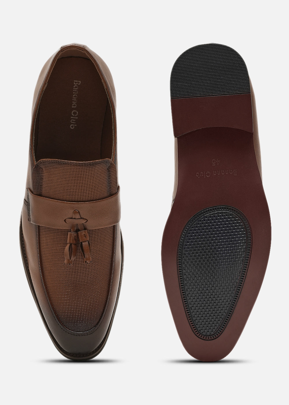 Classic Brown Textured Tassel Loafers