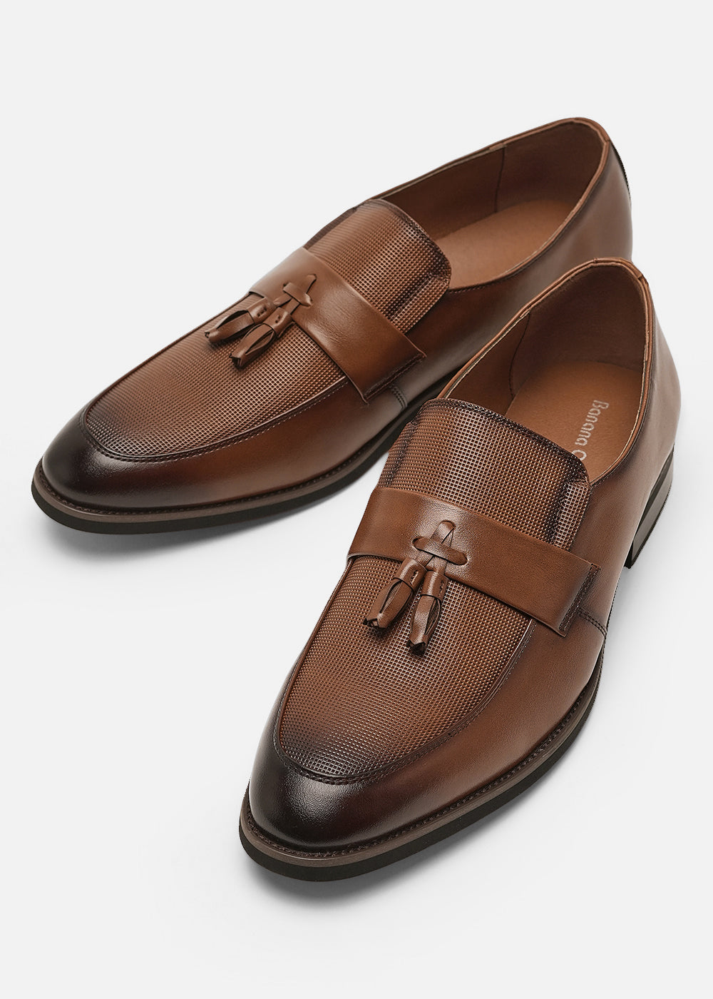Classic Brown Textured Tassel Loafers