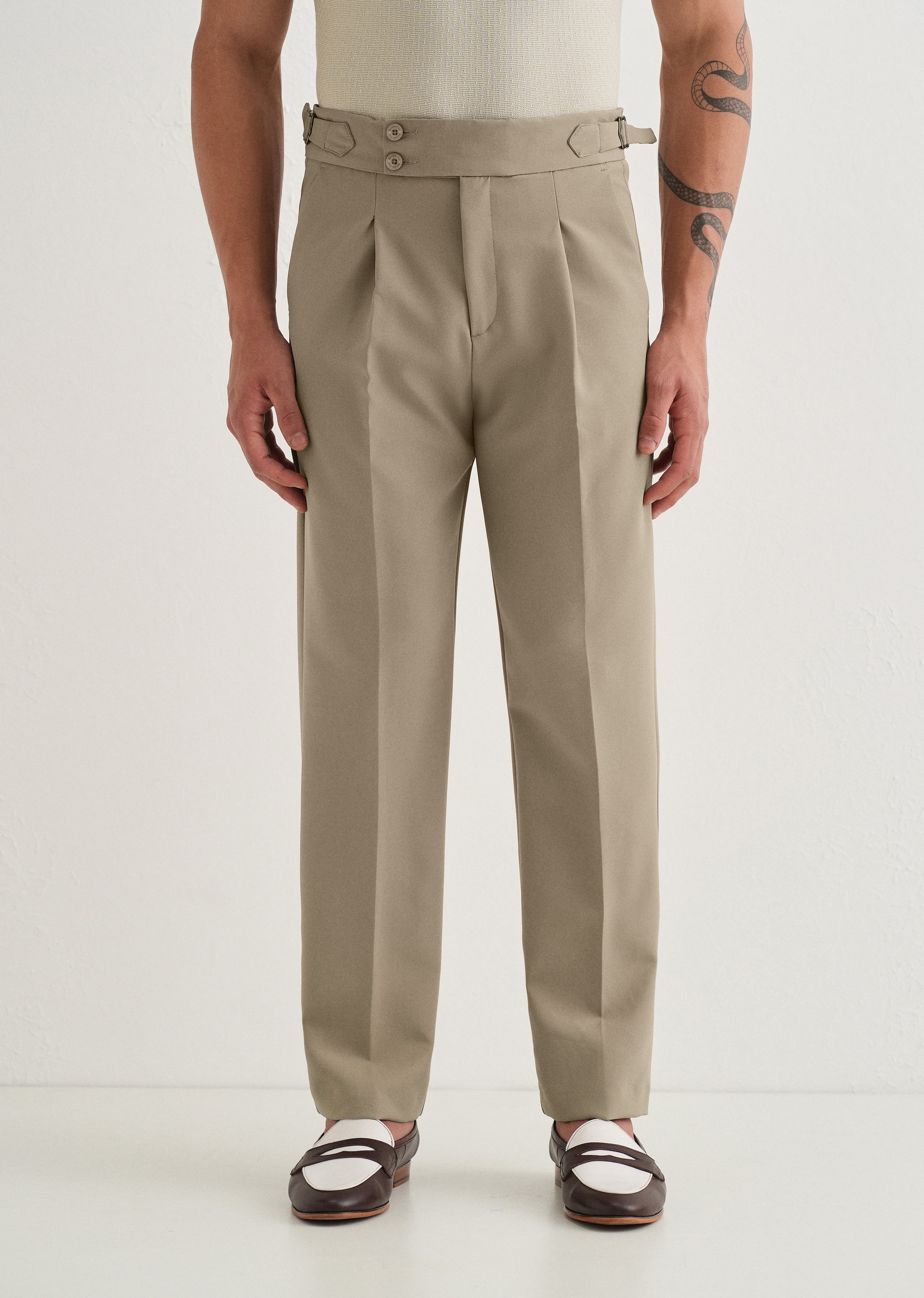Classic Tan Pleated Gurkha Pant
