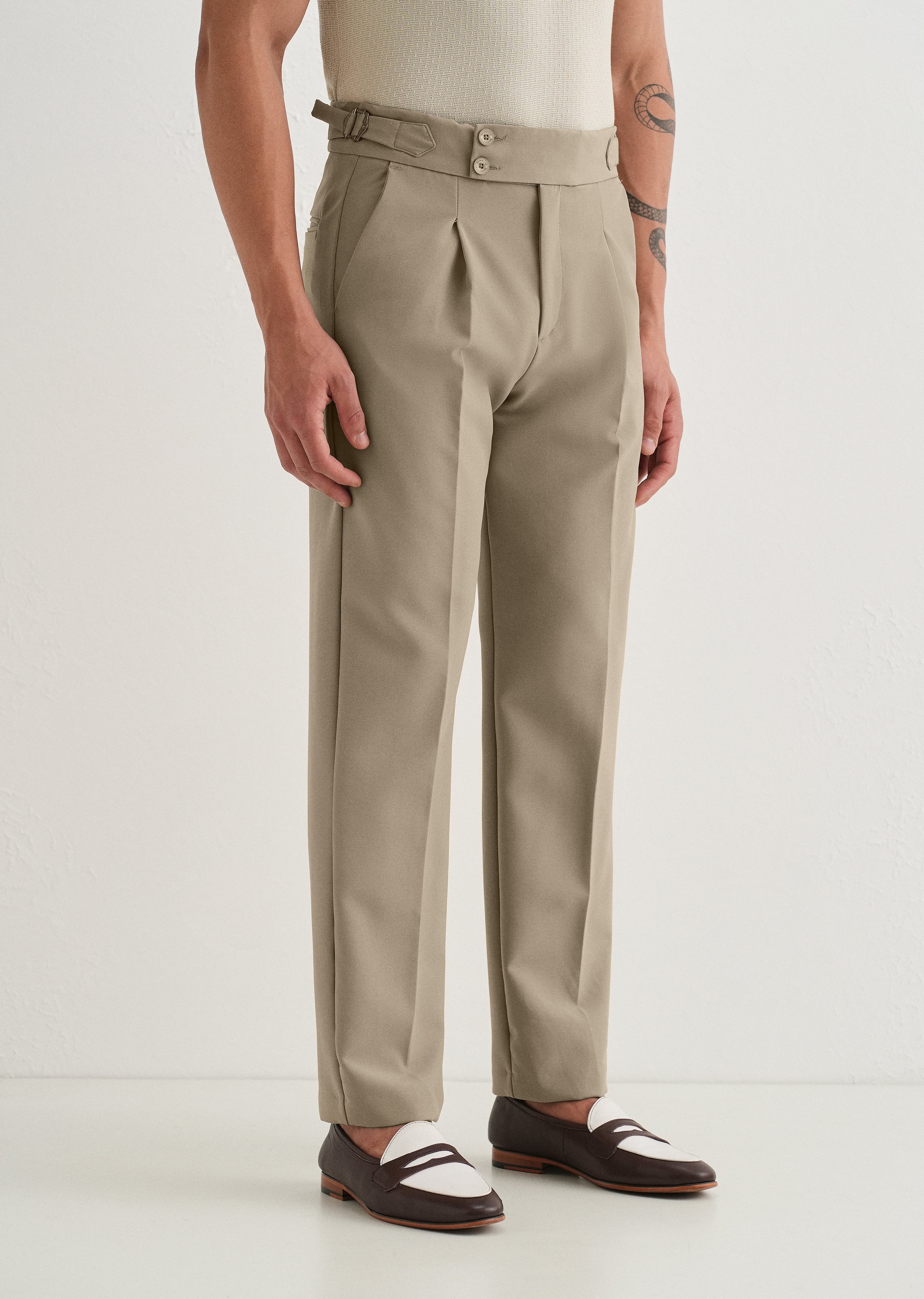 Classic Tan Pleated Gurkha Pant
