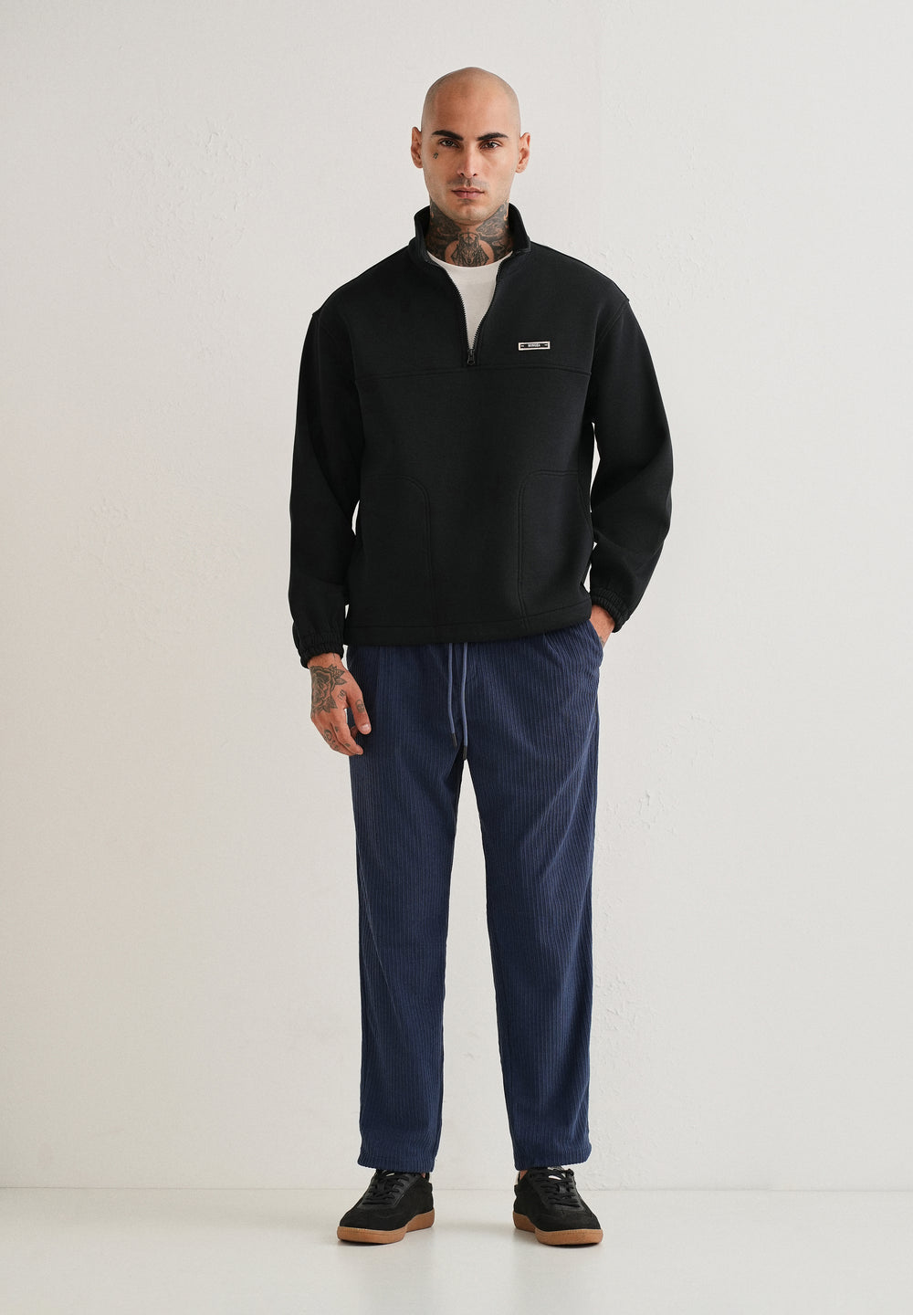 Classic Blue Drawstring Corduroy Pant