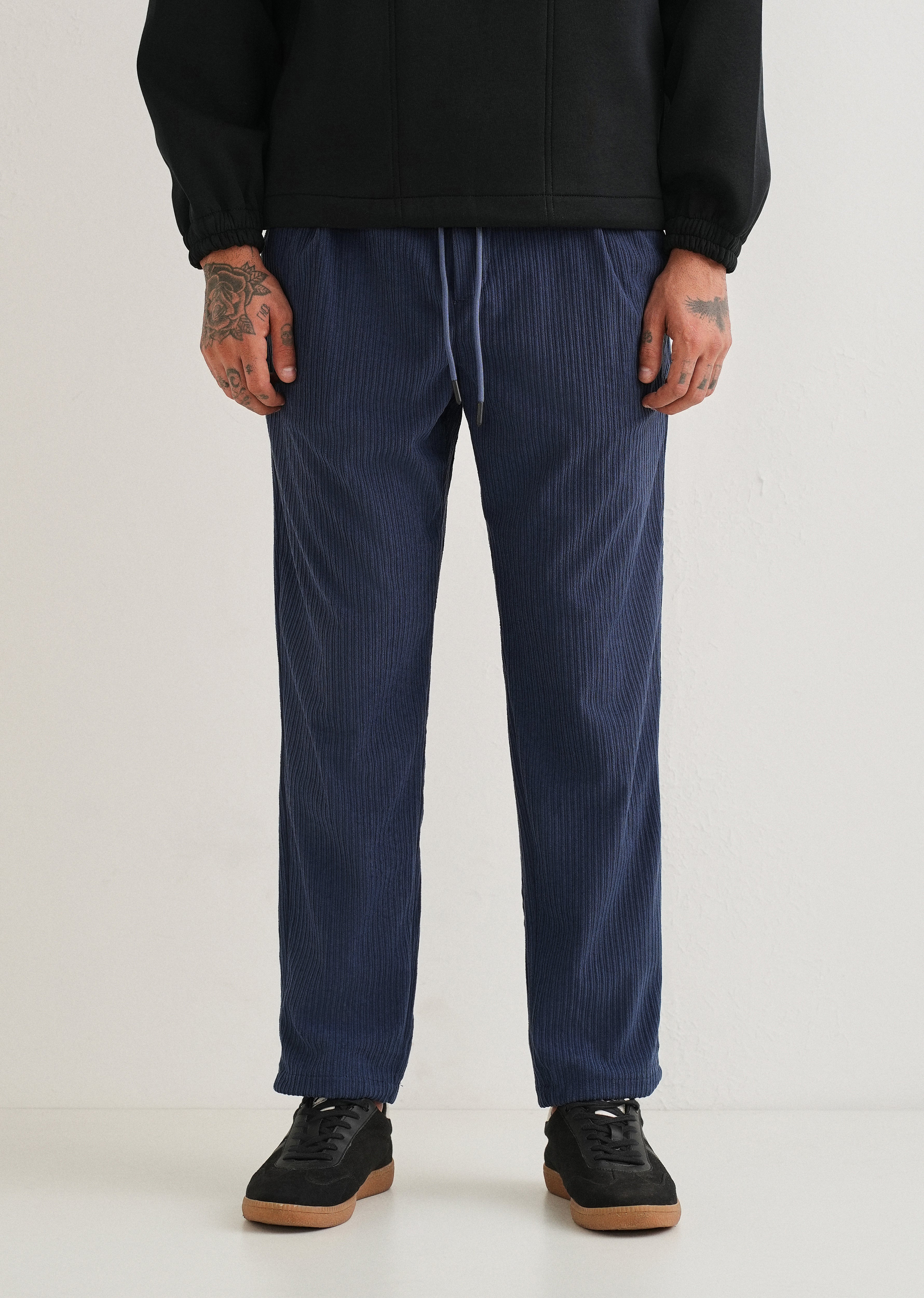 Classic Blue Drawstring Corduroy Pant