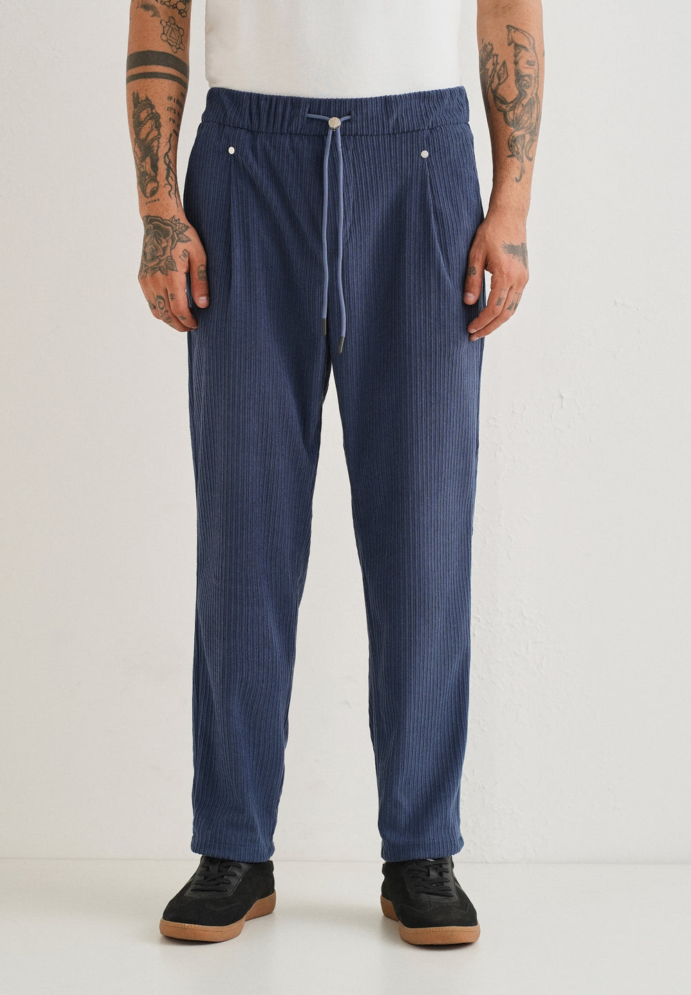 Classic Blue Drawstring Corduroy Pant