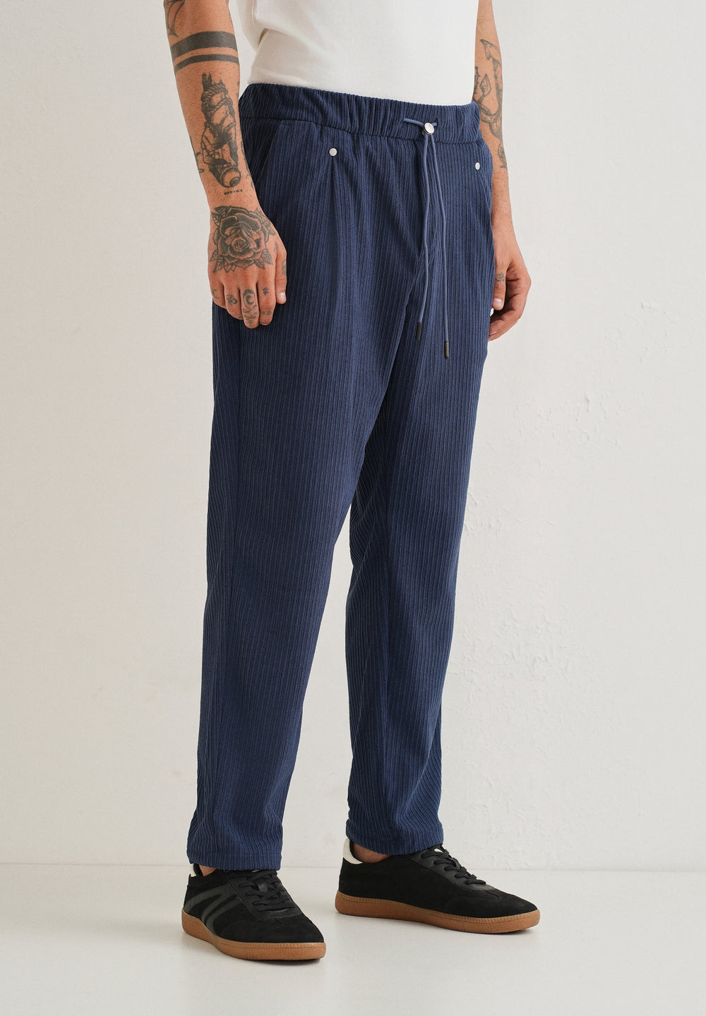 Classic Blue Drawstring Corduroy Pant