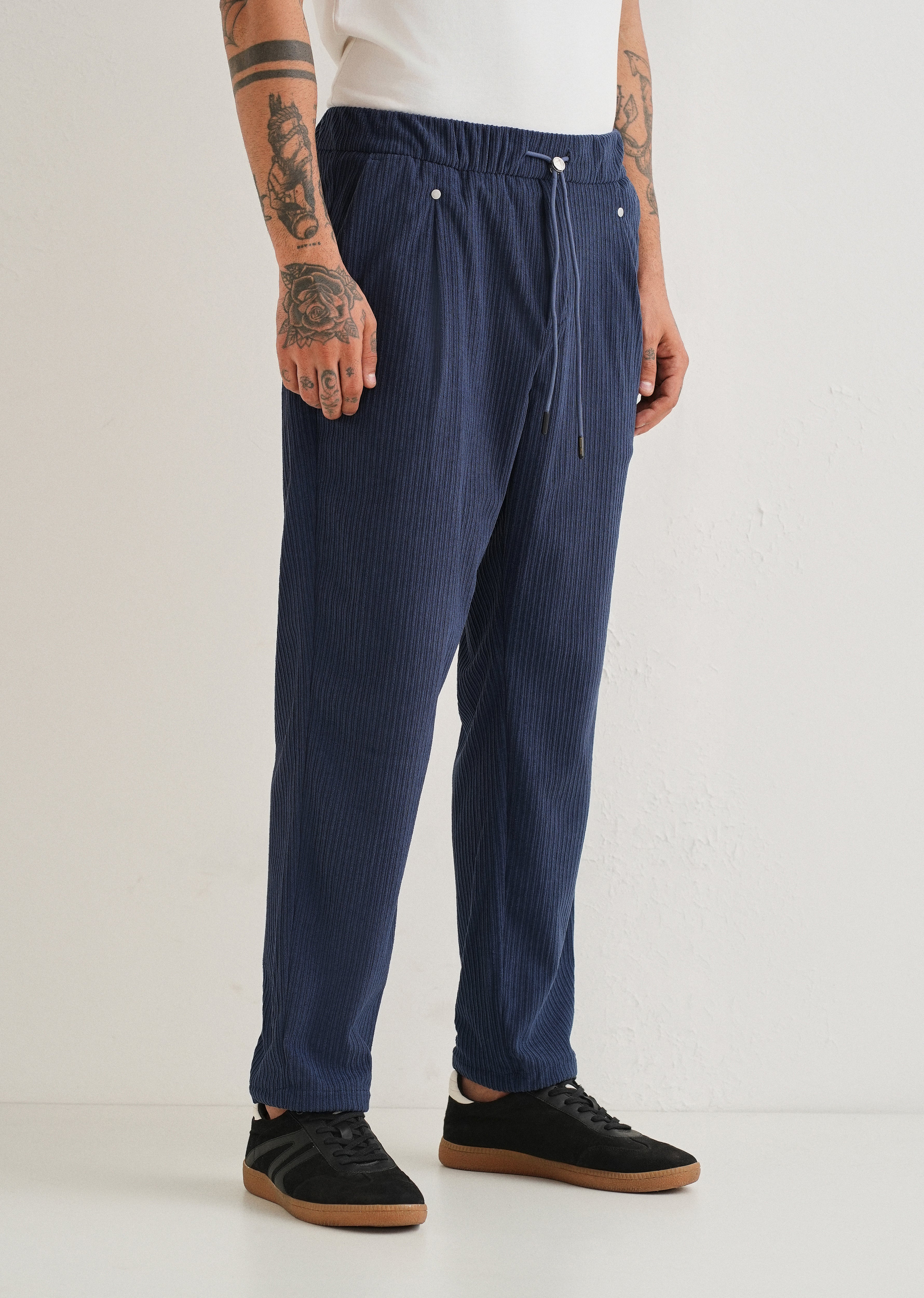 Classic Blue Drawstring Corduroy Pant