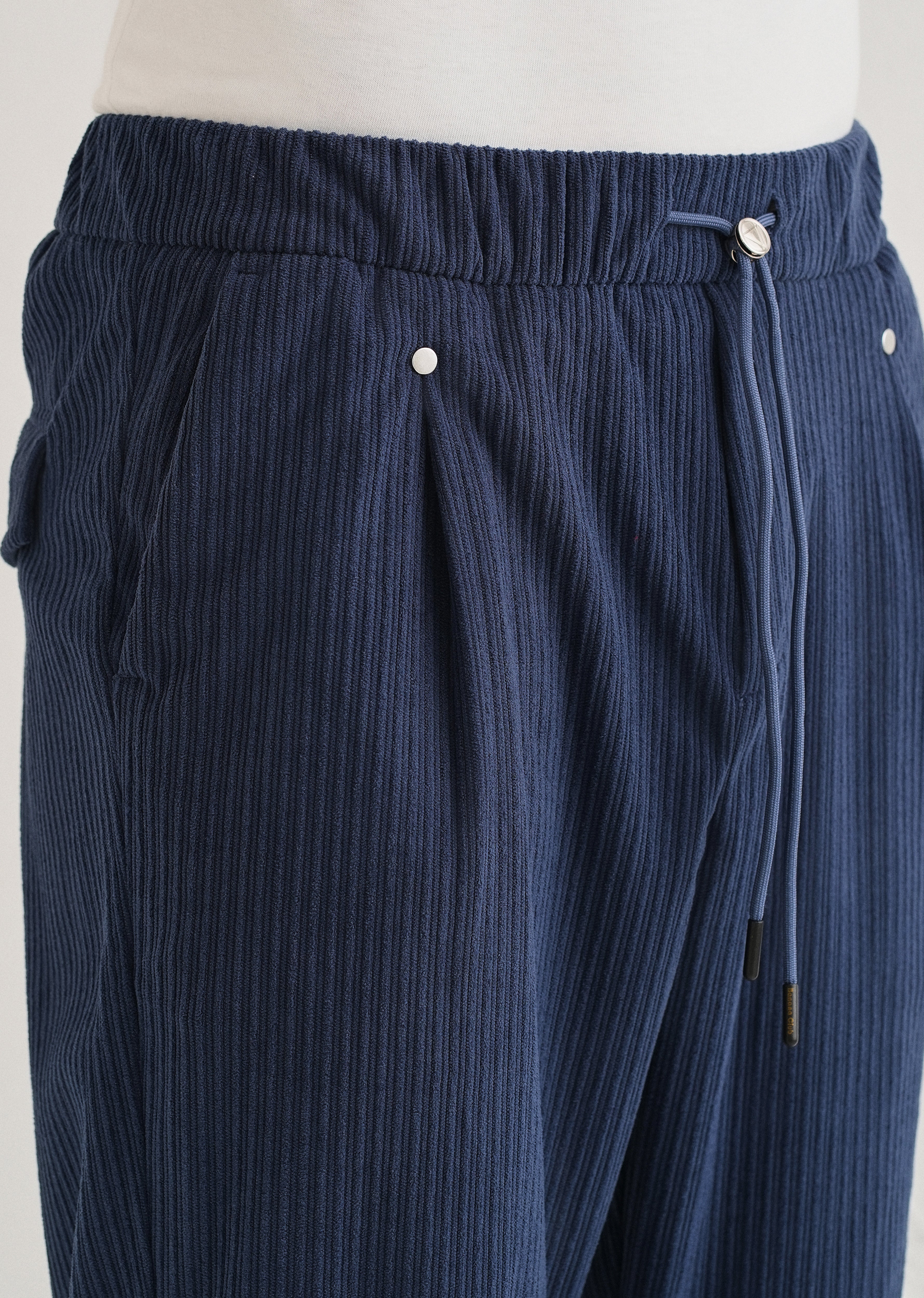 Classic Blue Drawstring Corduroy Pant