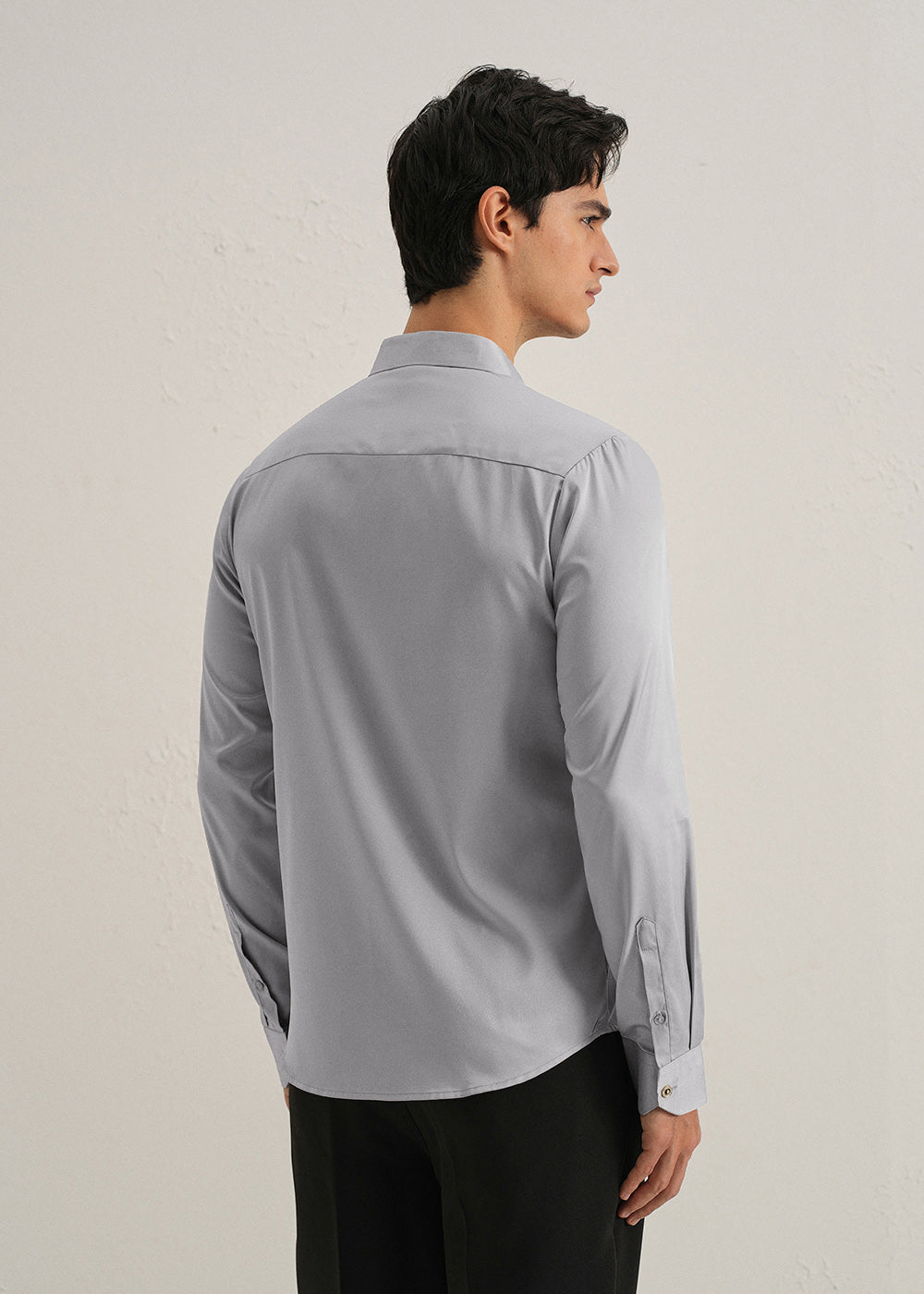 Cloud Grey Plain Stitchless Placket Shirt