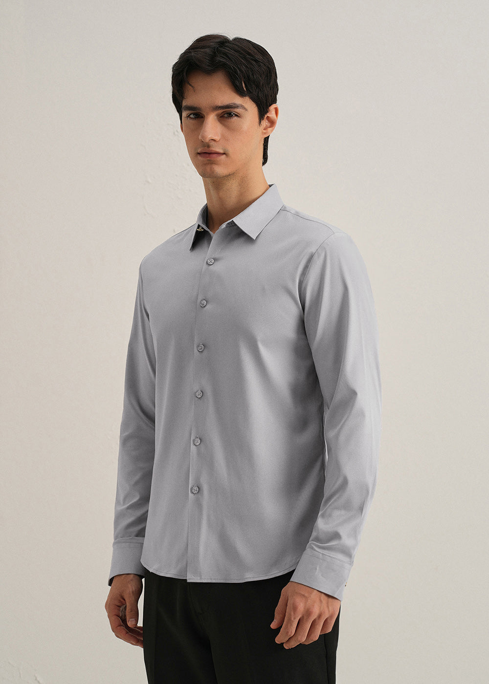 Cloud Grey Plain Stitchless Placket Shirt