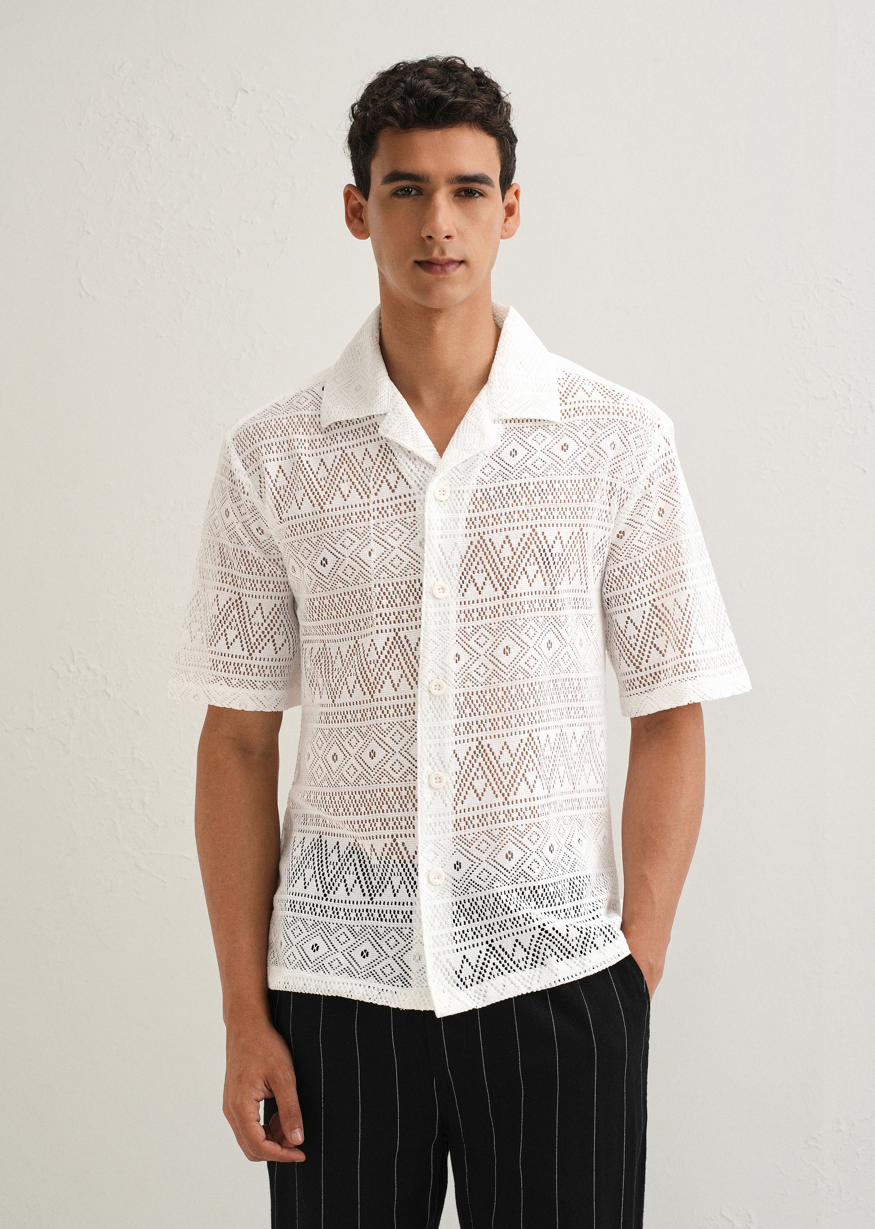 Cloud White Crochet Shirt