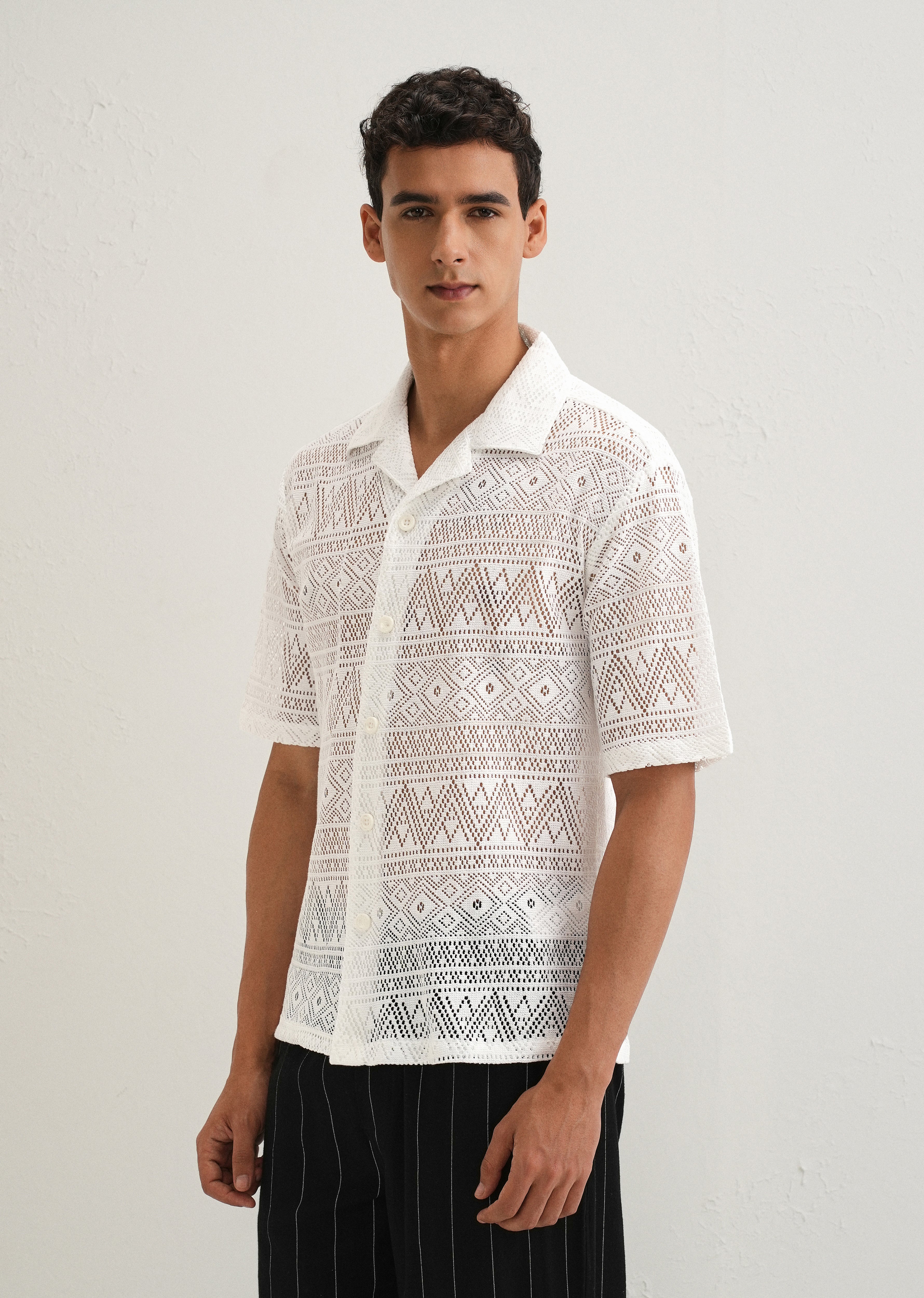 Cloud White Crochet Shirt