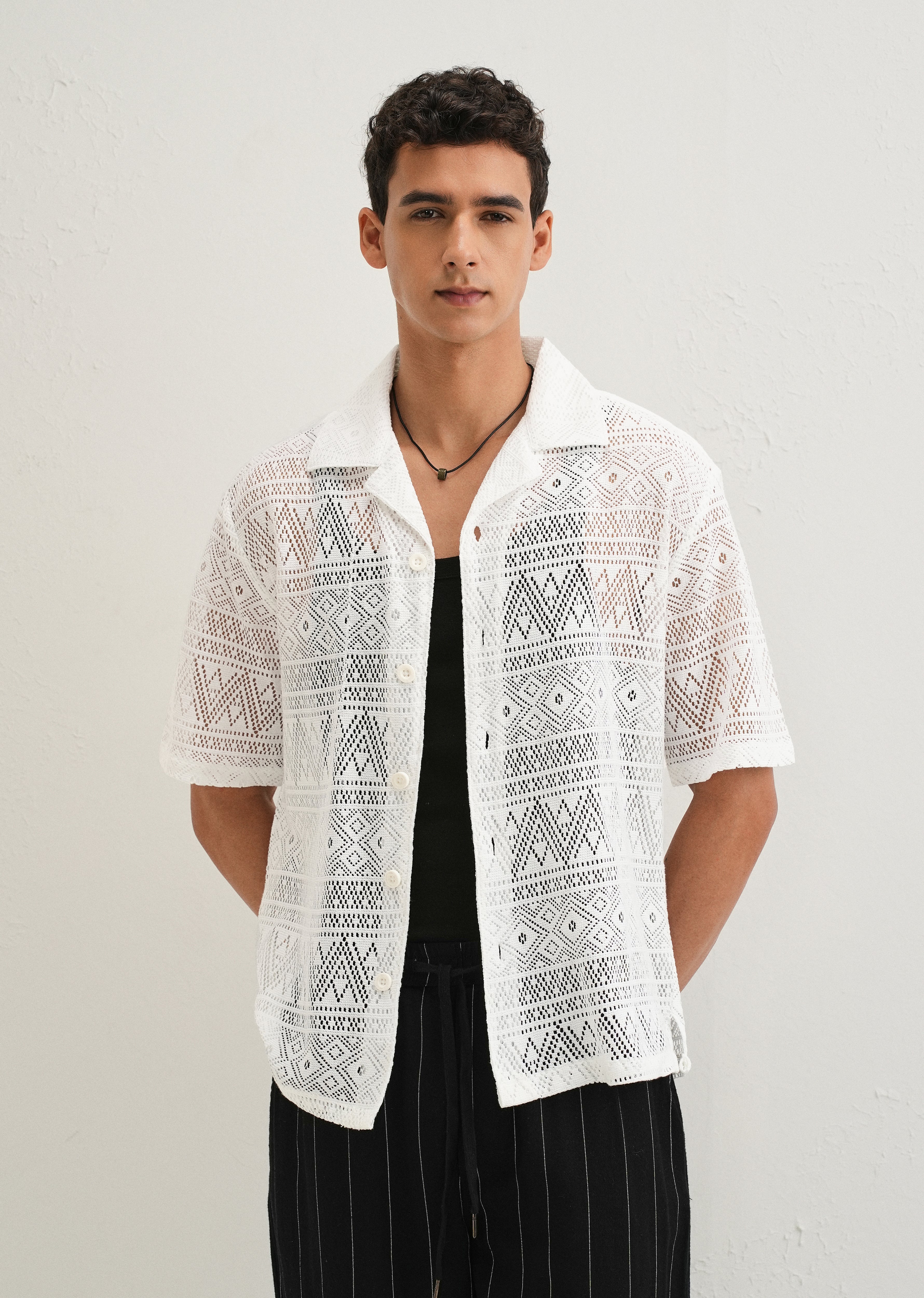 Cloud White Crochet Shirt