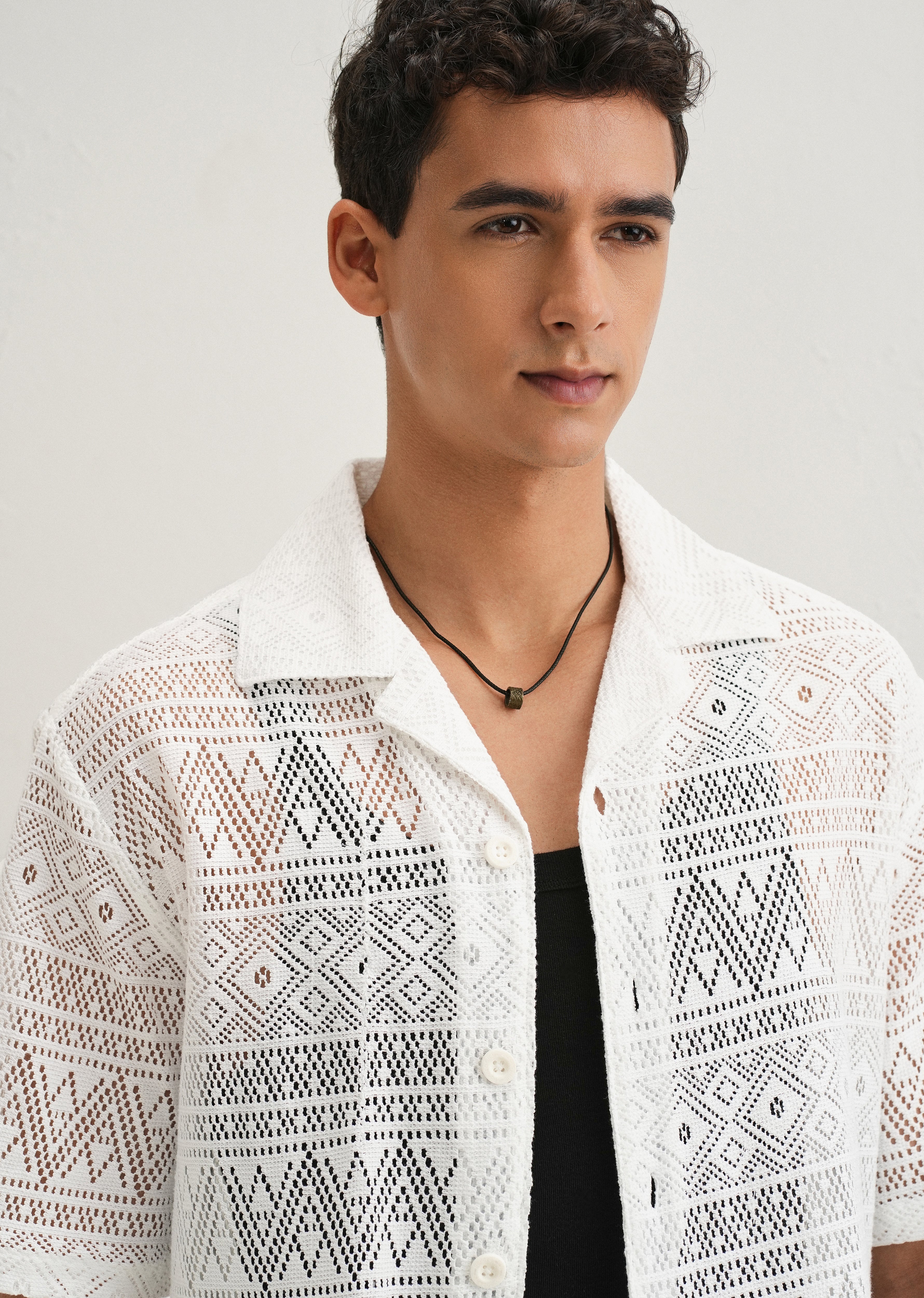 Cloud White Crochet Shirt