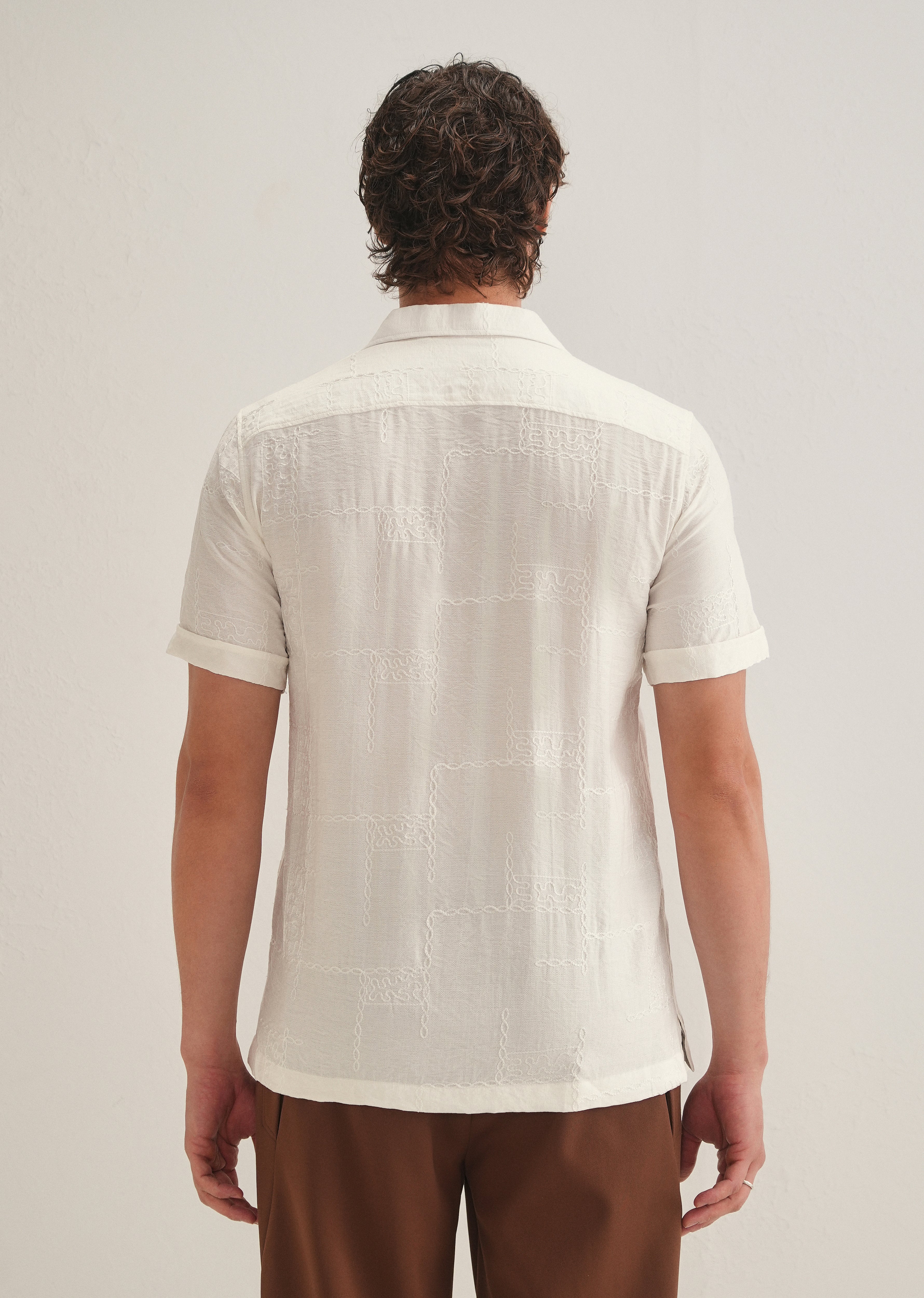 Cloud White Embroidery Shirt