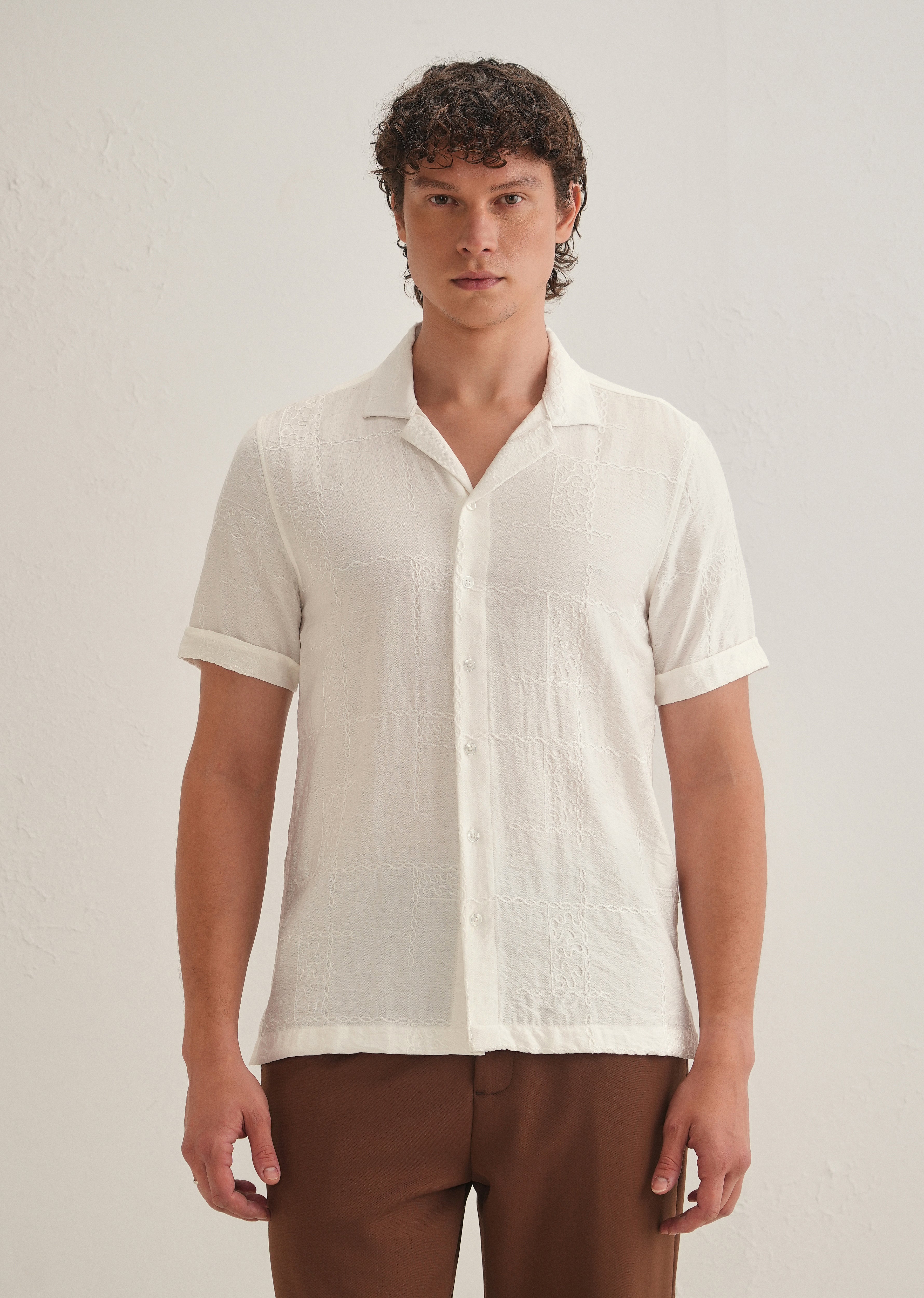 Cloud White Embroidery Shirt
