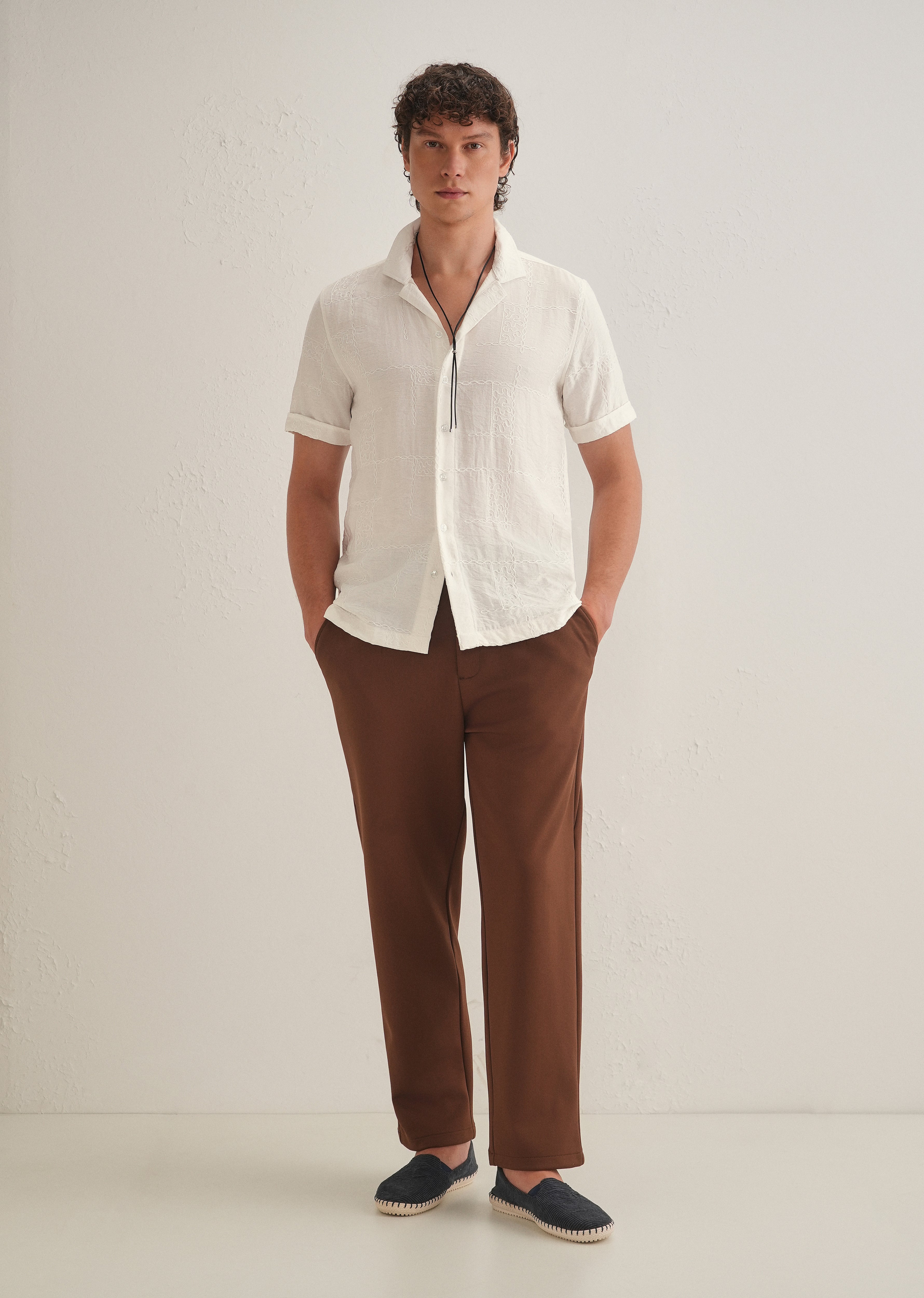 Cloud White Embroidery Shirt